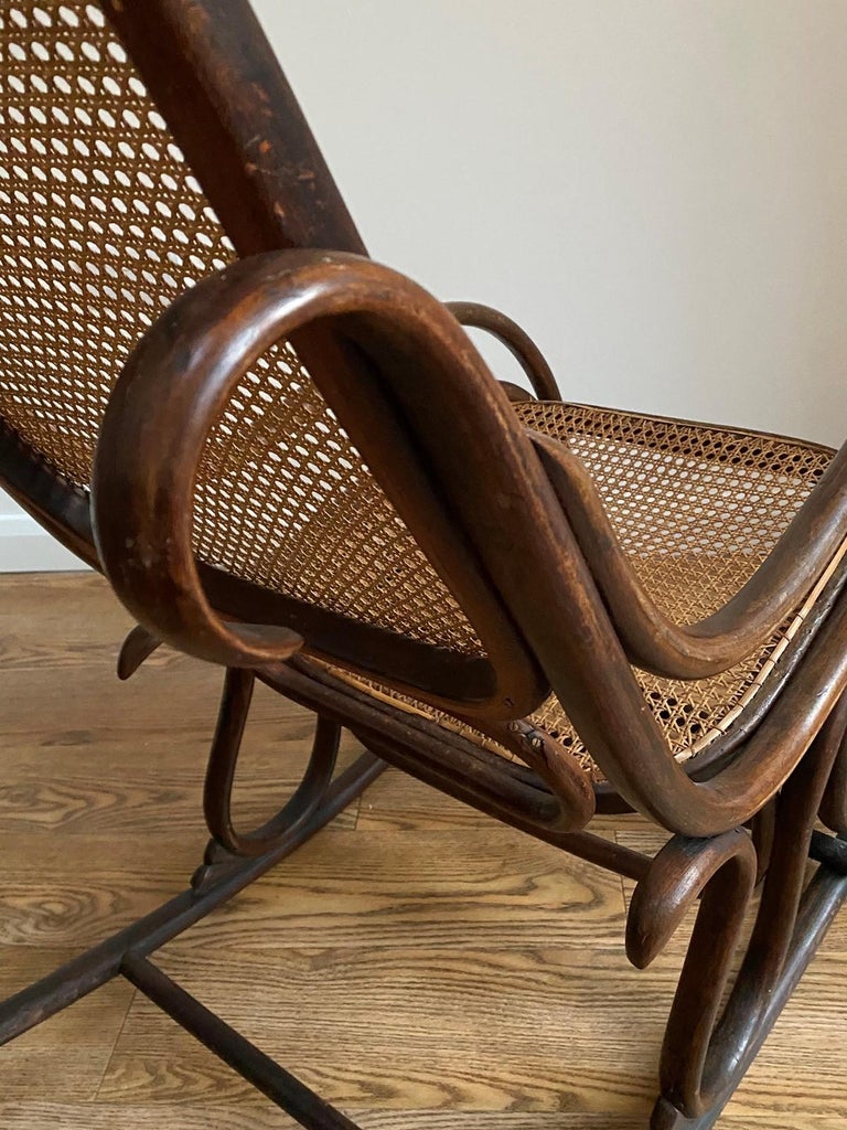 Victorian Bentwood and Cane Rocking Chair by For Sale at 1stdibs