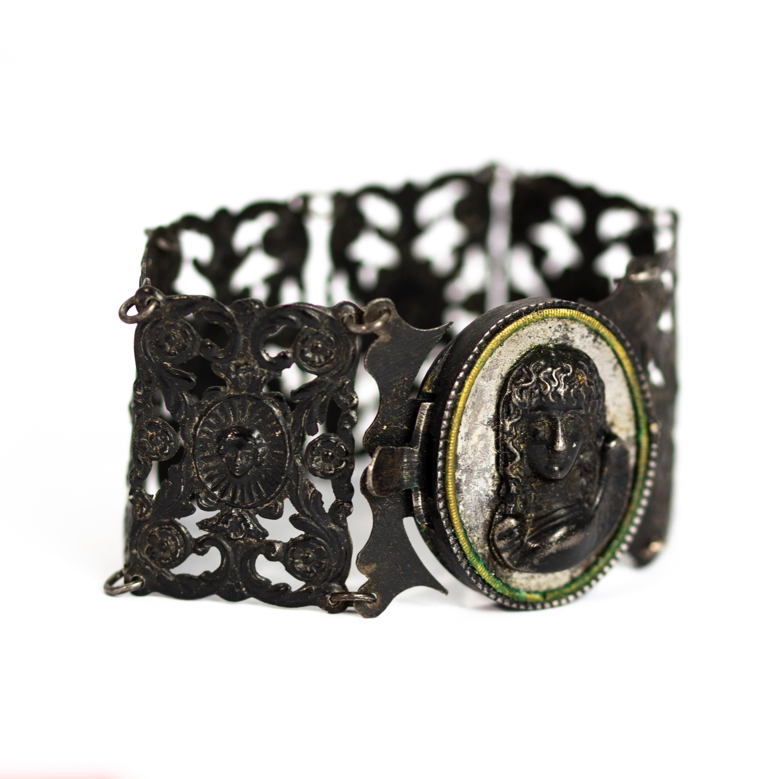 Women's or Men's Victorian Berlin Iron Work Cuff Bracelet