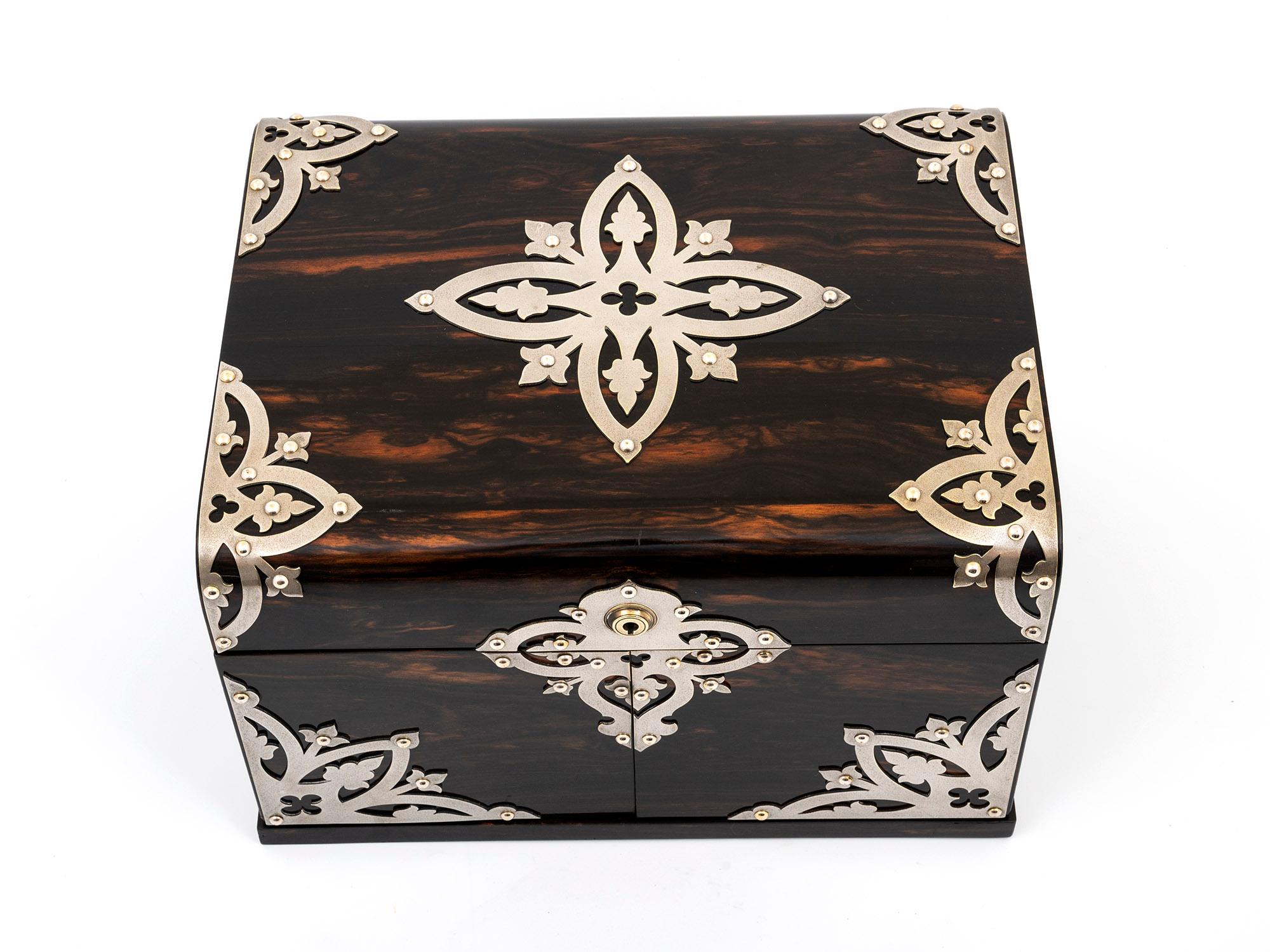 British Victorian Betjemann Coromandel & Satinwood Jewellery Box