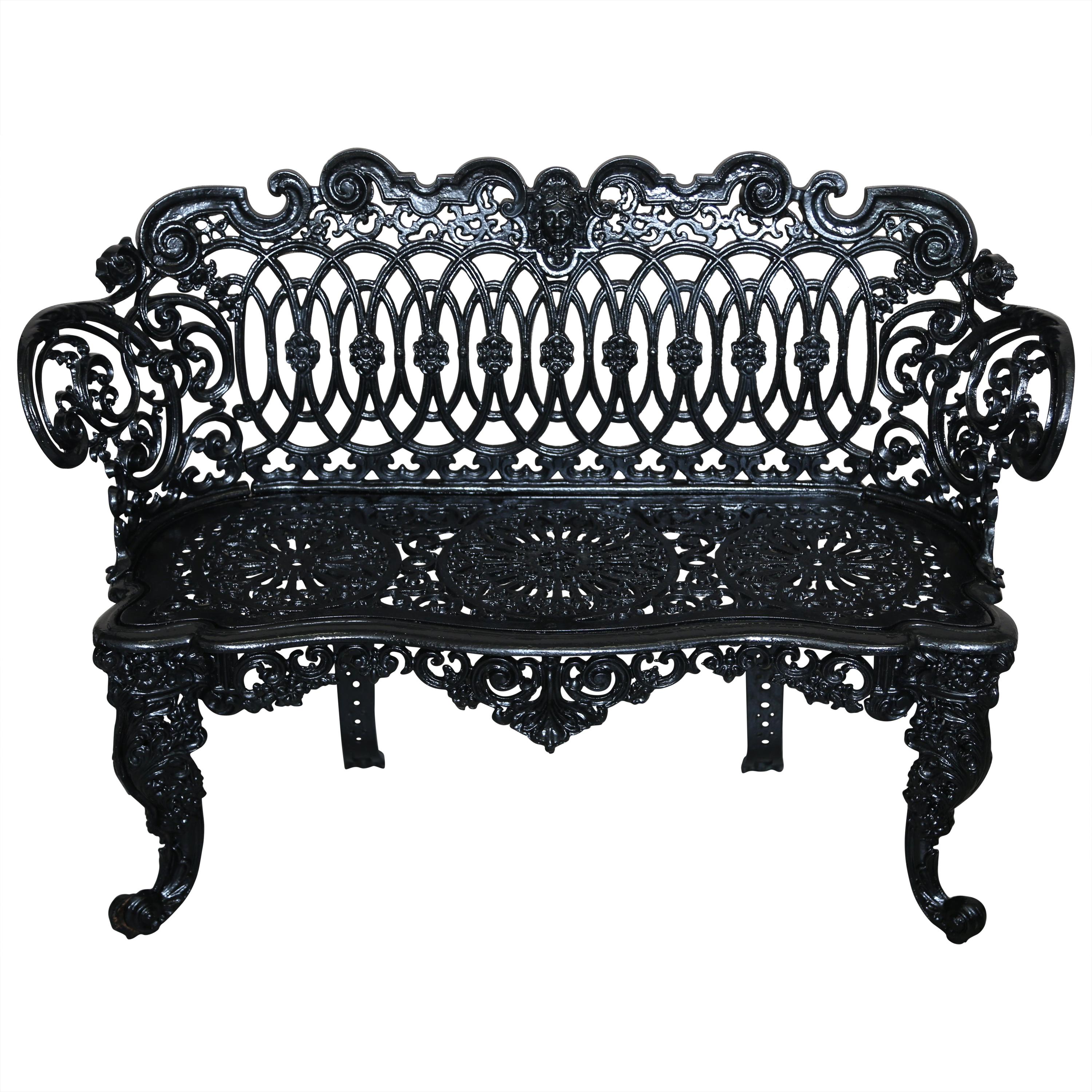 Victorian Betsy Ross Pattern Cast Iron Garden Bench