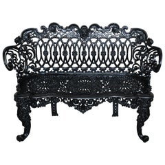 Antique Victorian Betsy Ross Pattern Cast Iron Garden Bench