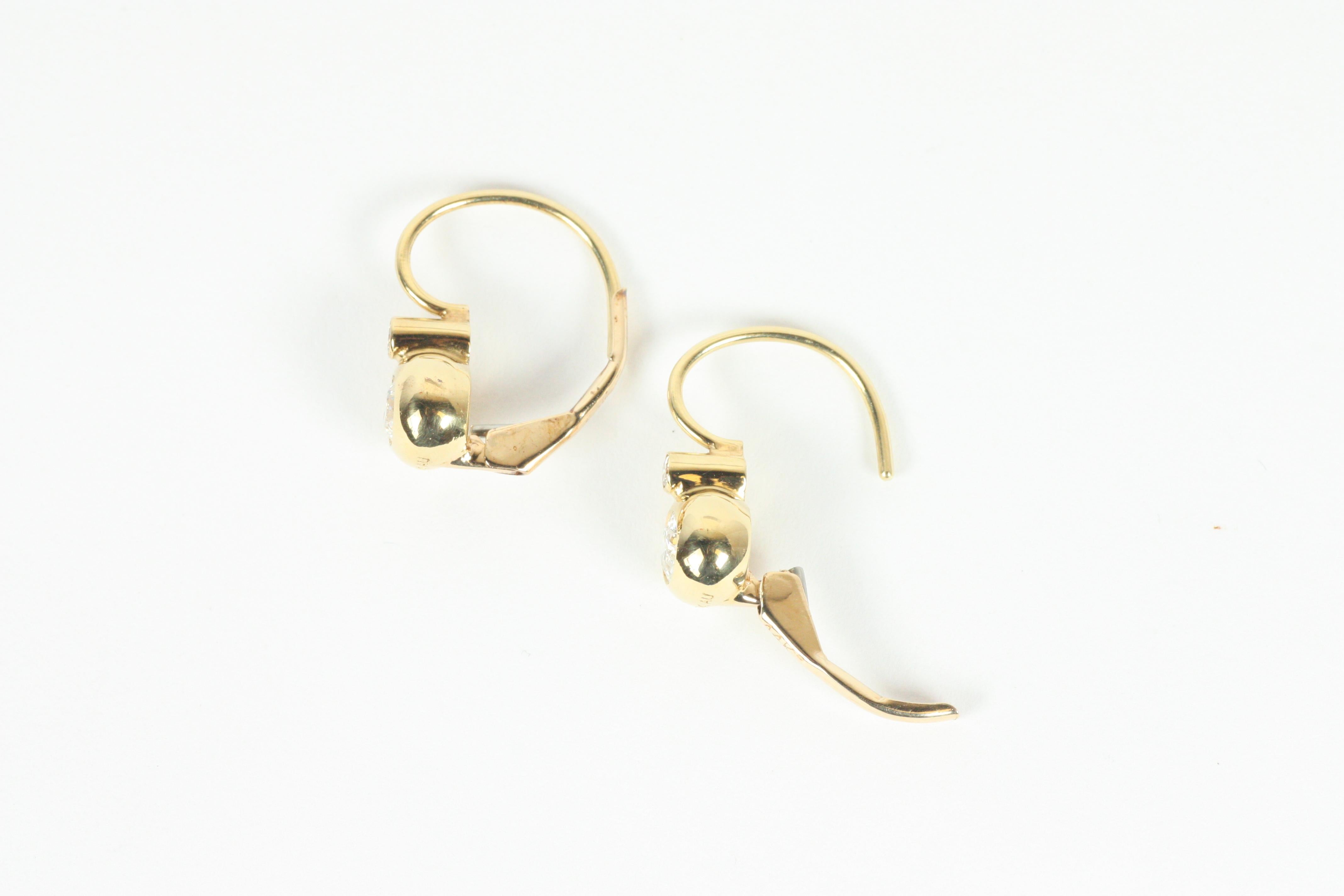 Donna Orecchini a castone vittoriani con diamanti in oro giallo 18 carati di Bracken Jewellers in vendita