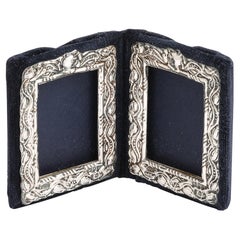 Victorian Bifold Sterling Silver and Velvet Picture Frame