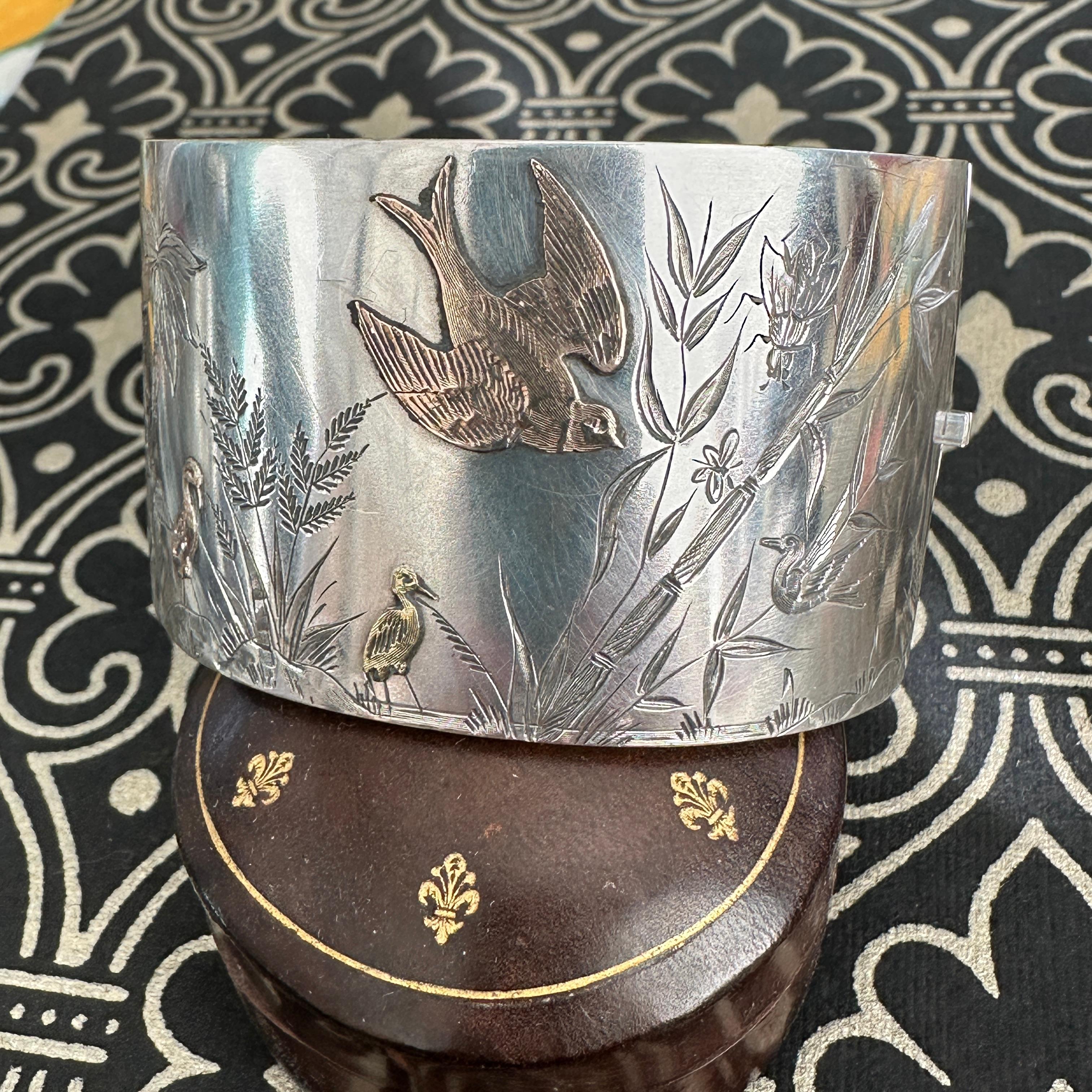 Victorian Bird Aesthetic Sterling & Rose Gold Bracelet For Sale 7