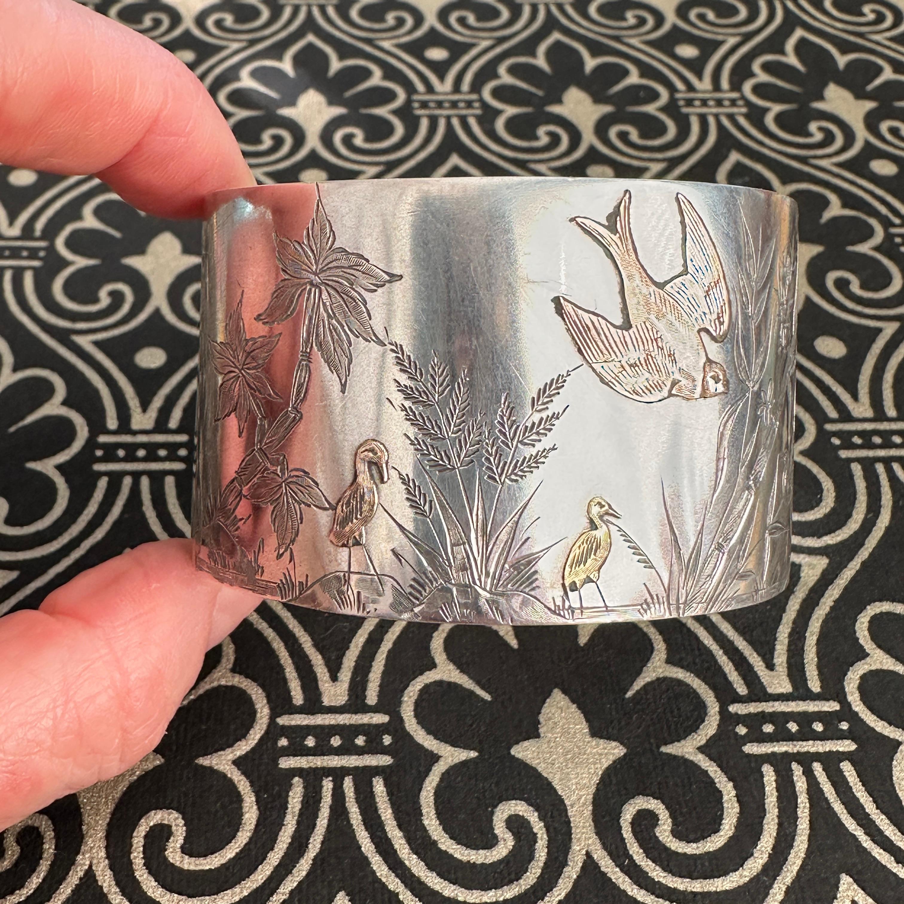 Victorian Bird Aesthetic Sterling & Rose Gold Bracelet For Sale 8