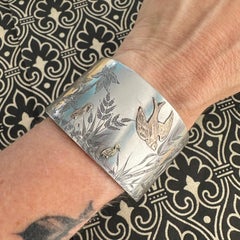 Viktorianisches Armband aus Sterlingsilber und Roségold mit Vogelästhetik