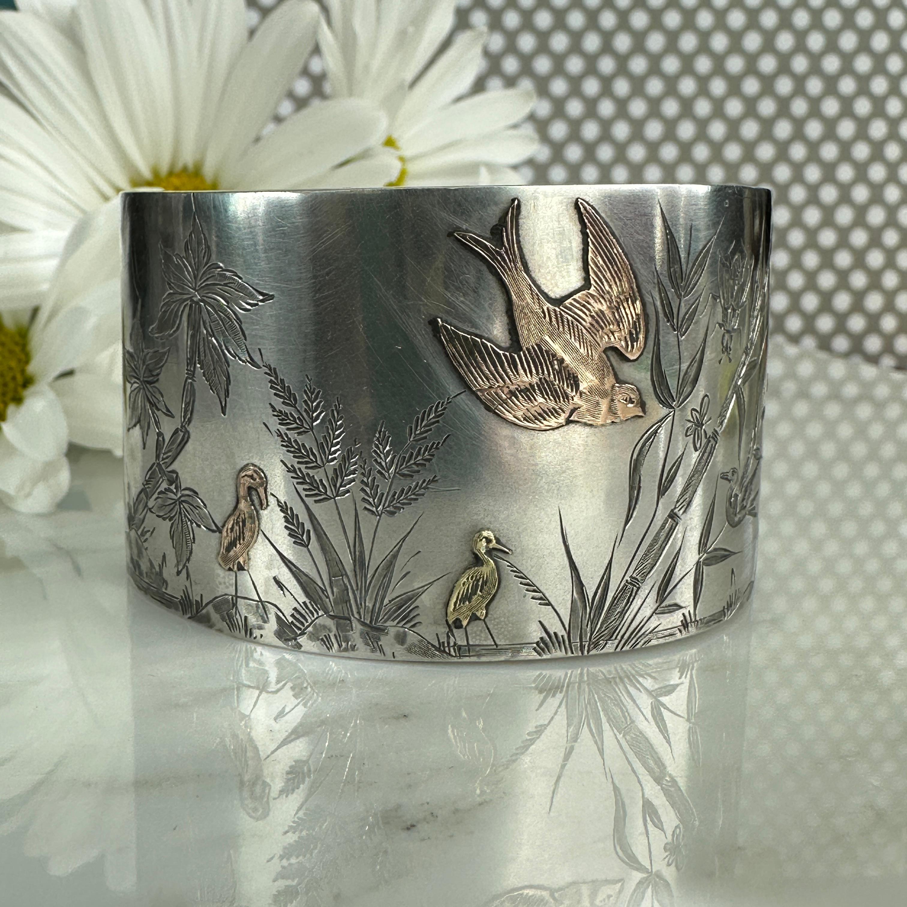 Victorian Bird Aesthetic Sterling & Rose Gold Bracelet For Sale 1