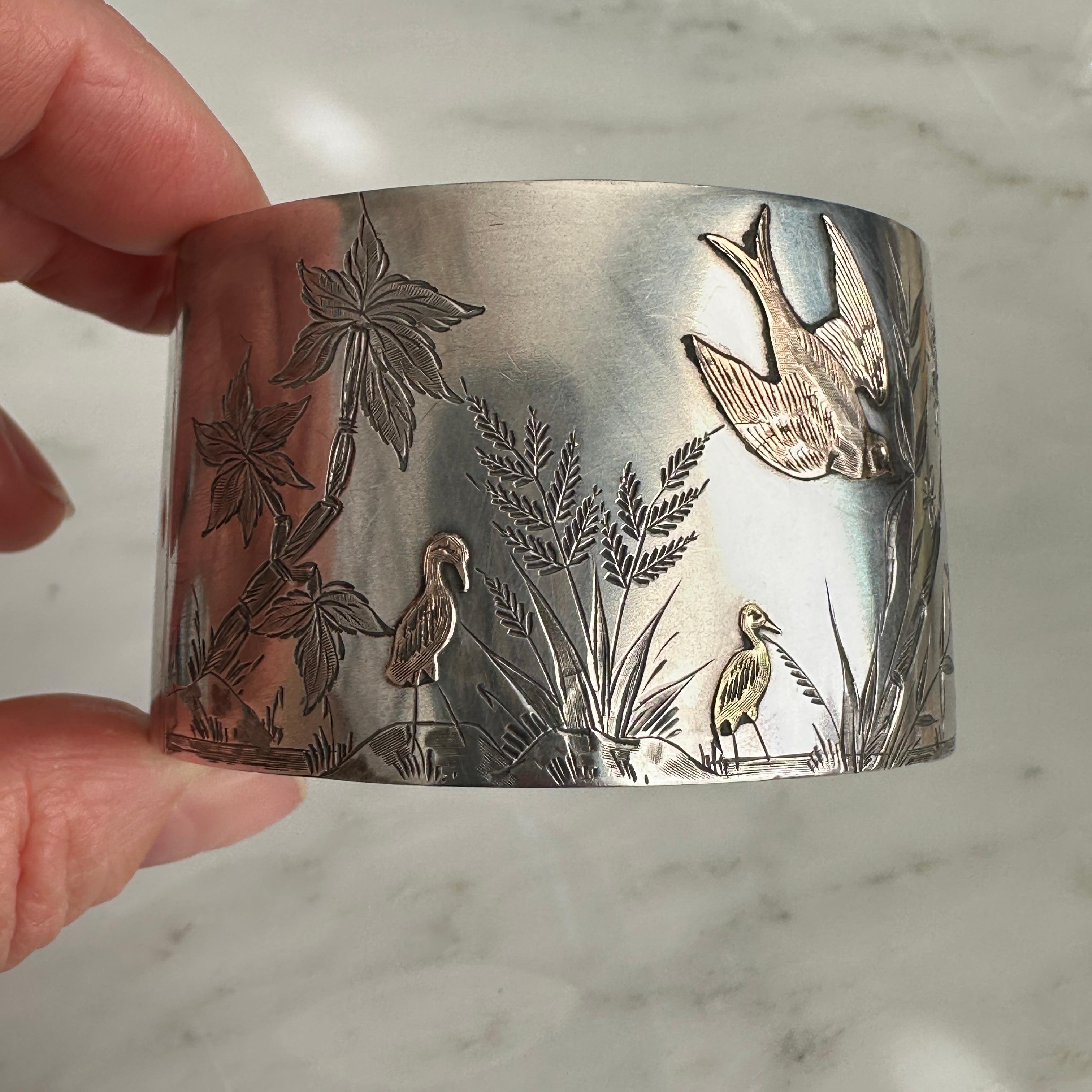Victorian Bird Aesthetic Sterling & Rose Gold Bracelet For Sale 3
