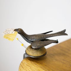 Victorian Bird Sewing Clamp with Integrated Pincushion, England, circa 1890.
