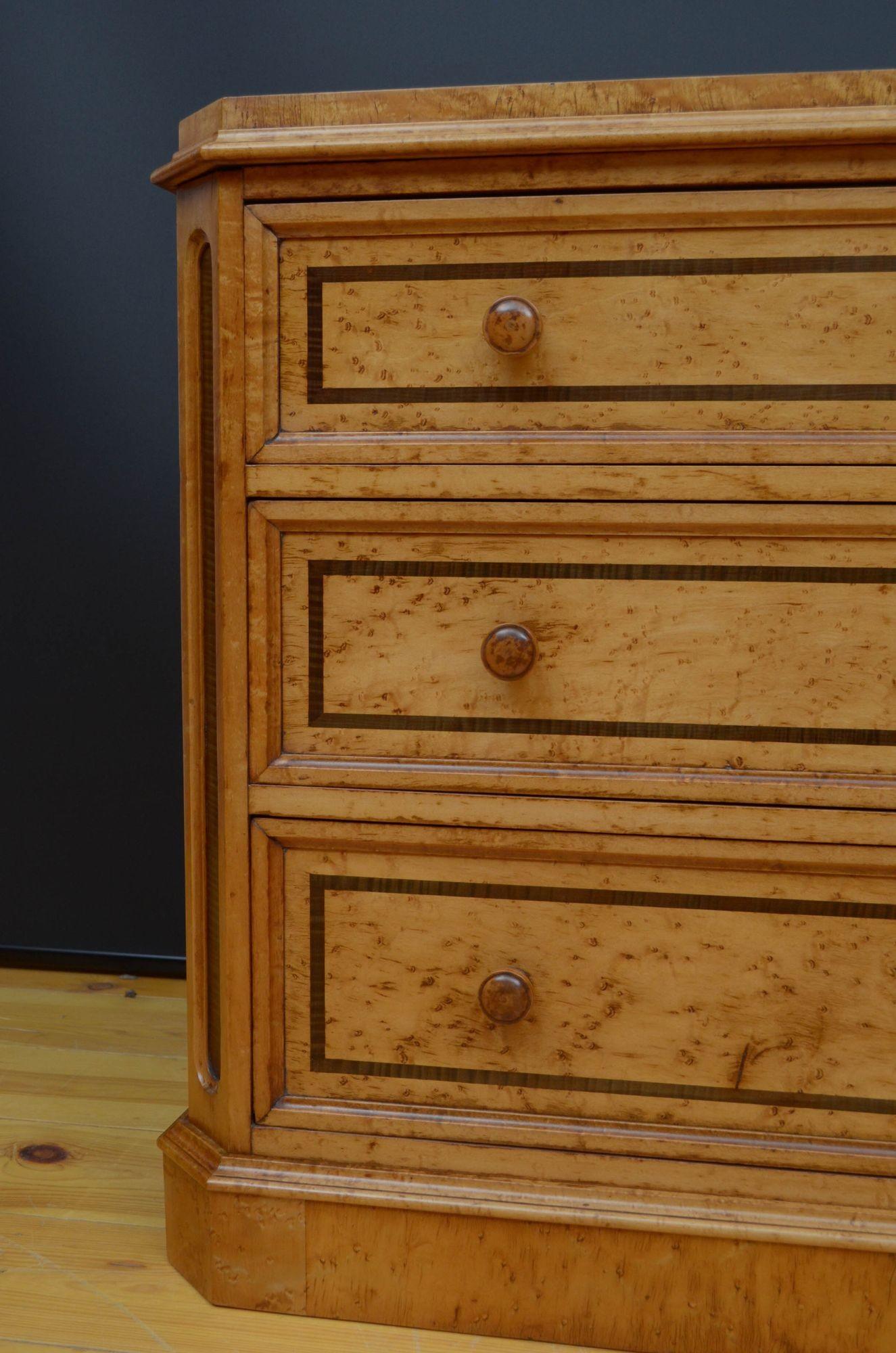 Victorian Bird's Eye Maple Chest of Drawers For Sale 2