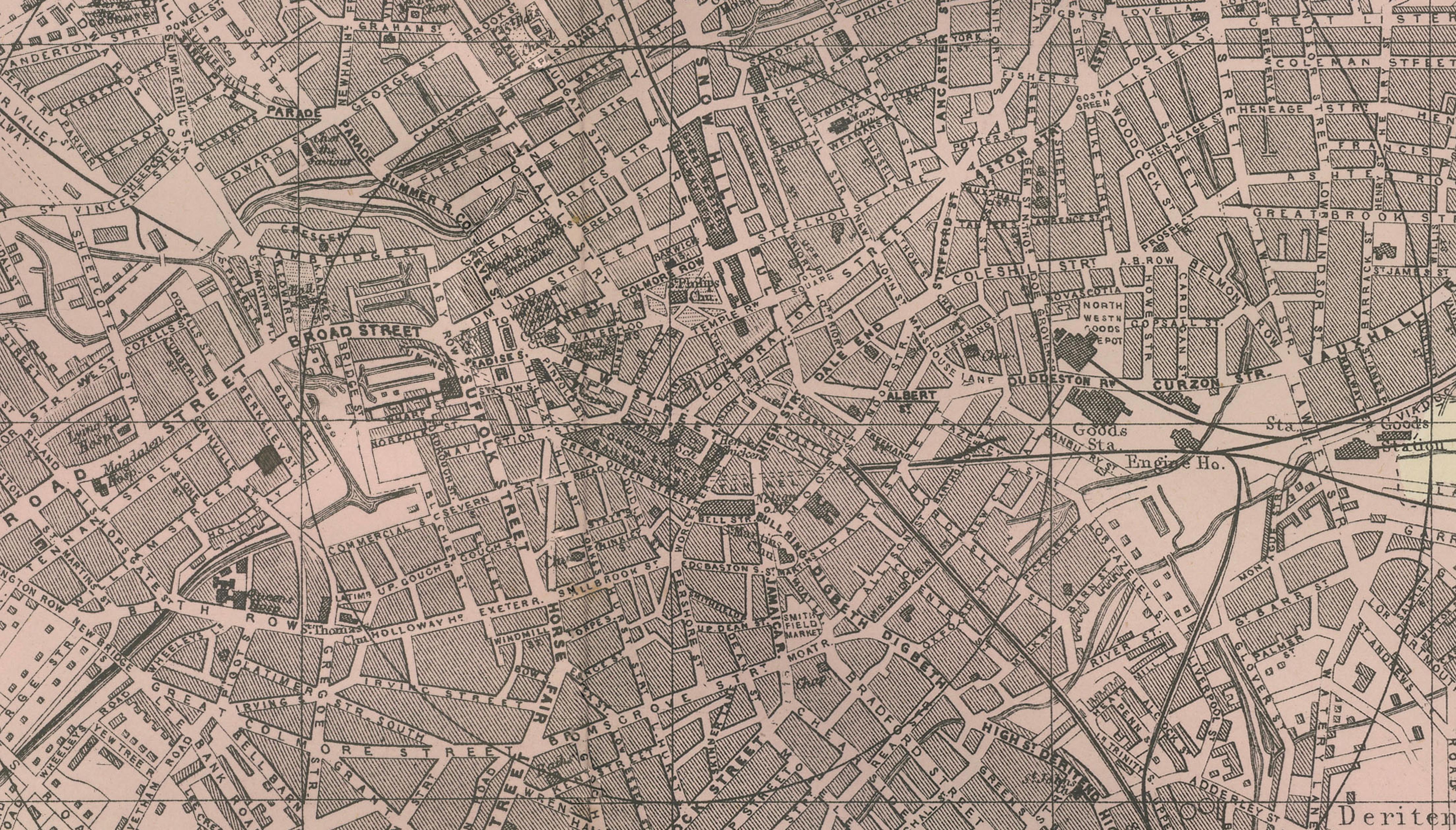 Victorian Birmingham City Plan Map – Edward Weller 1885, Workshop of the World