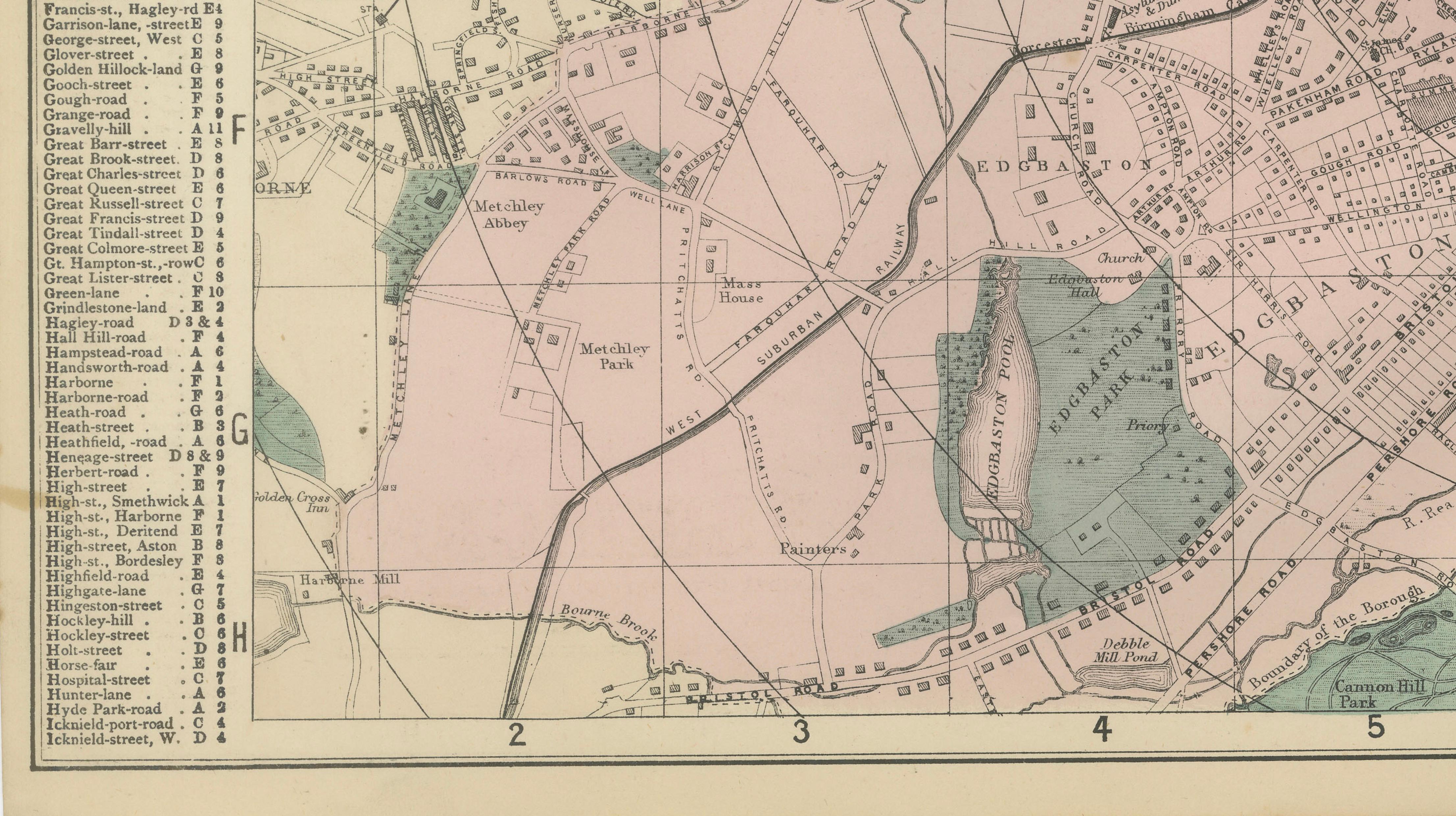 Victorian Birmingham City Plan Map – Edward Weller 1885, Workshop of the World