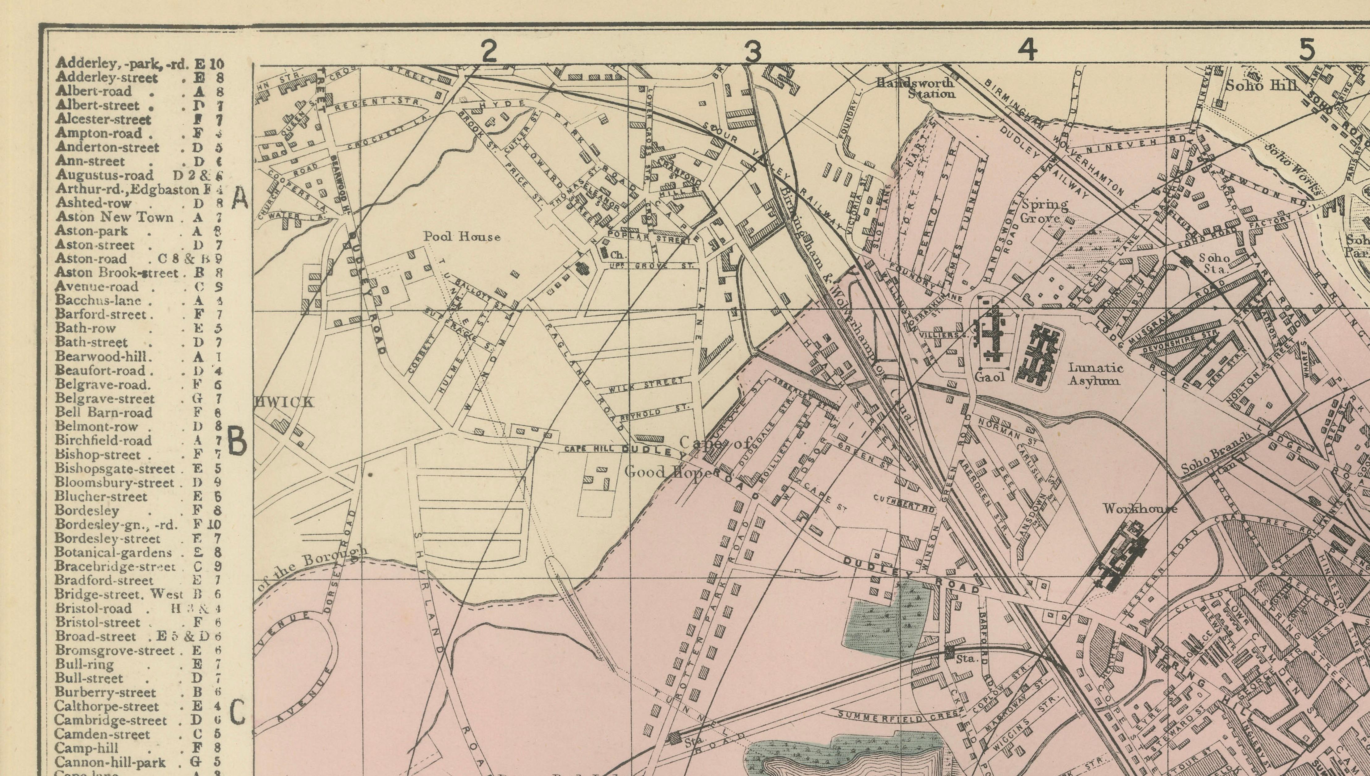 Victorian Birmingham City Plan Map – Edward Weller 1885, Workshop of the World