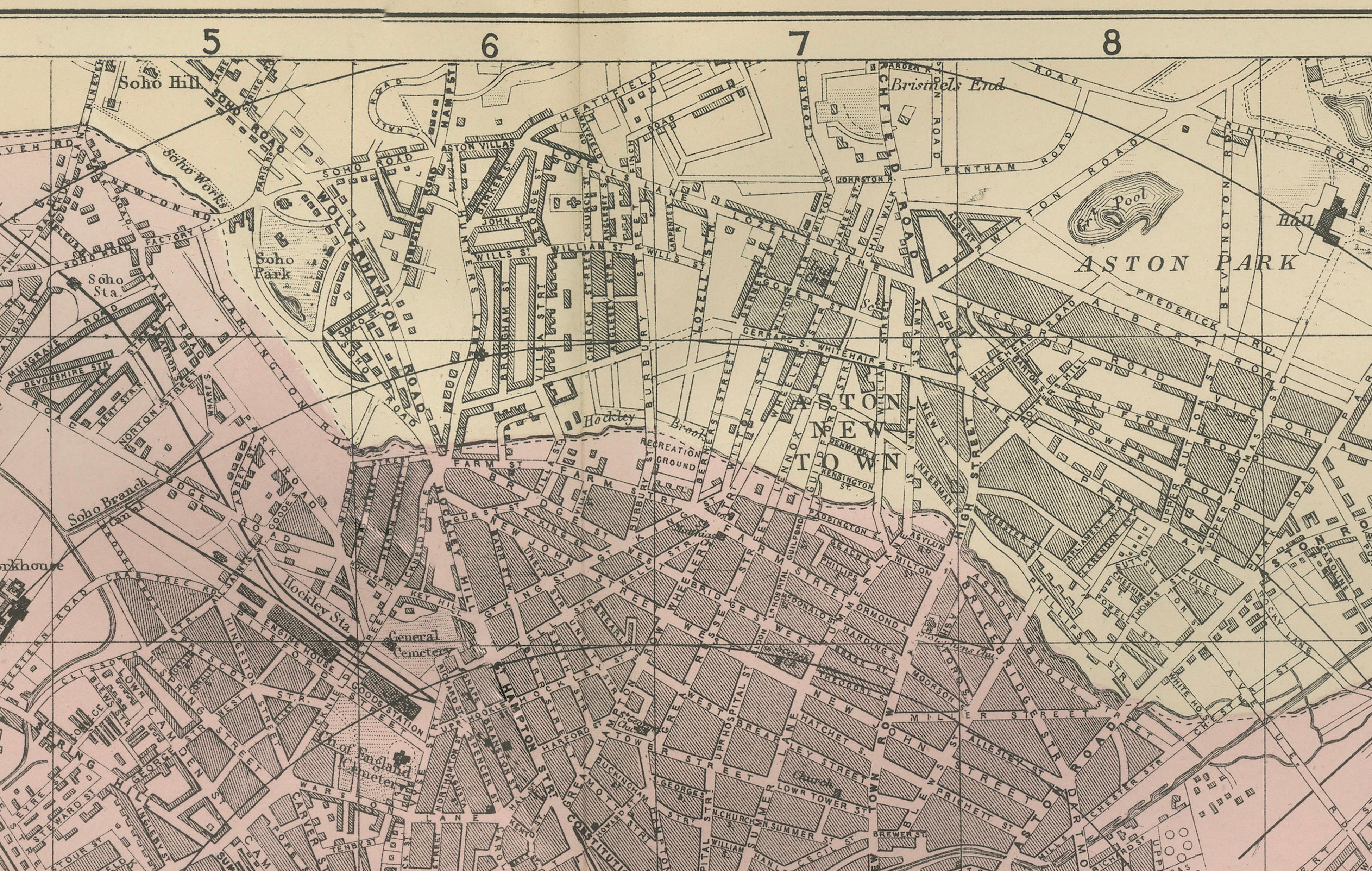 Victorian Birmingham City Plan Map – Edward Weller 1885, Workshop of the World
