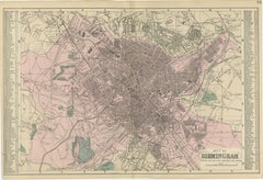 Victorian Birmingham City Plan Map – Edward Weller 1885, Workshop of the World