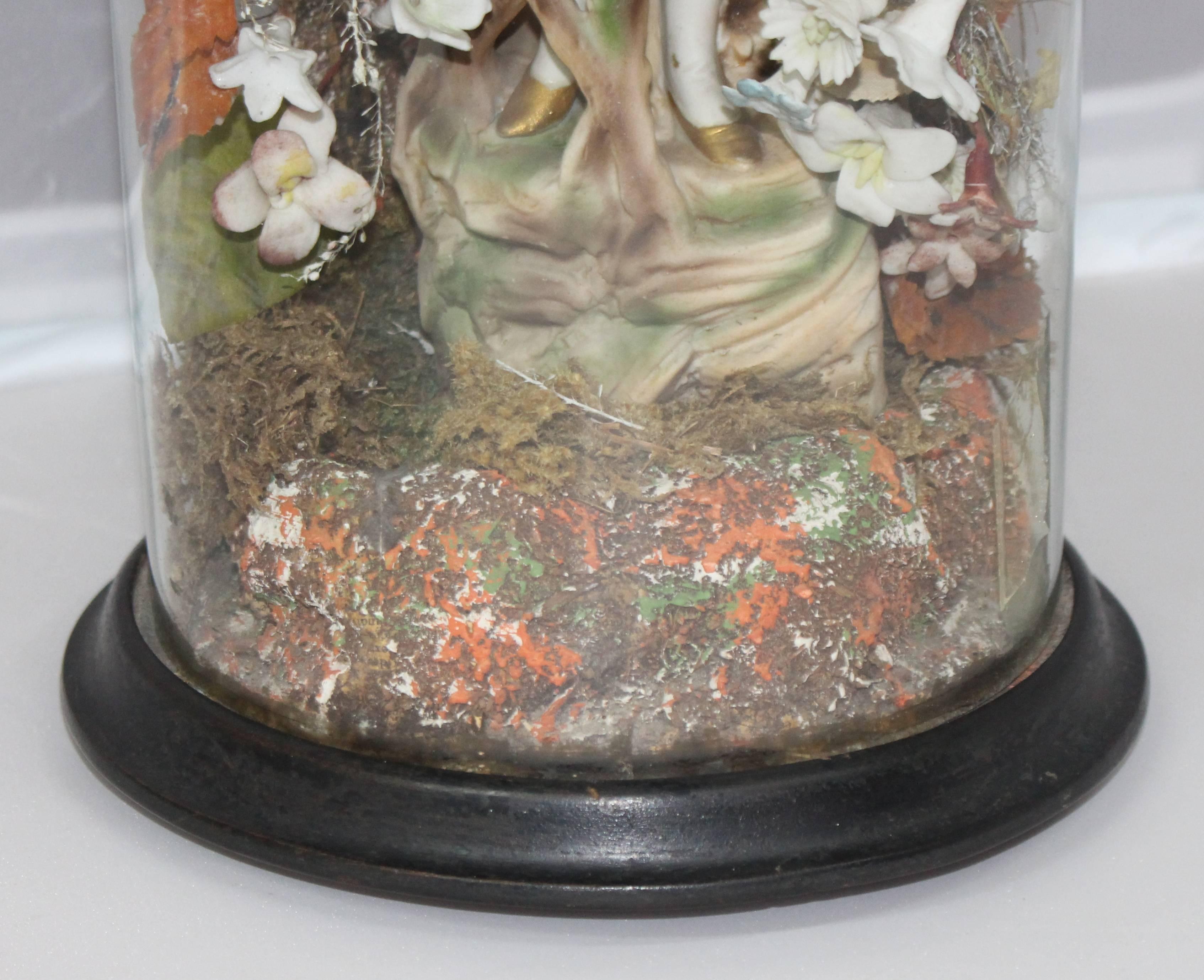 Victorian Bisque Figure Under Glass Dome For Sale 1