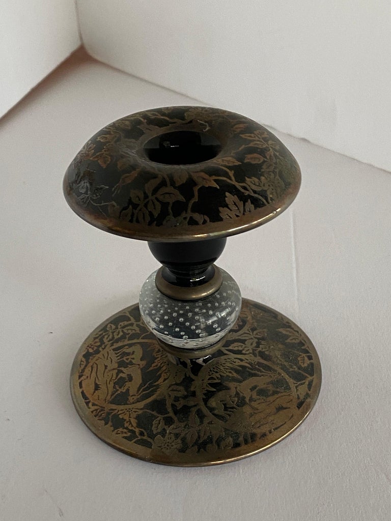 Victorian Black Amethyst Candle Holders with Silver overlay, Pair at 1stDibs