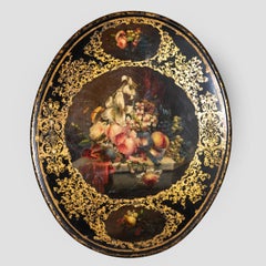 Victorian Black and Polychrome Painted and Parcel-Gilt Tilt-Top Table