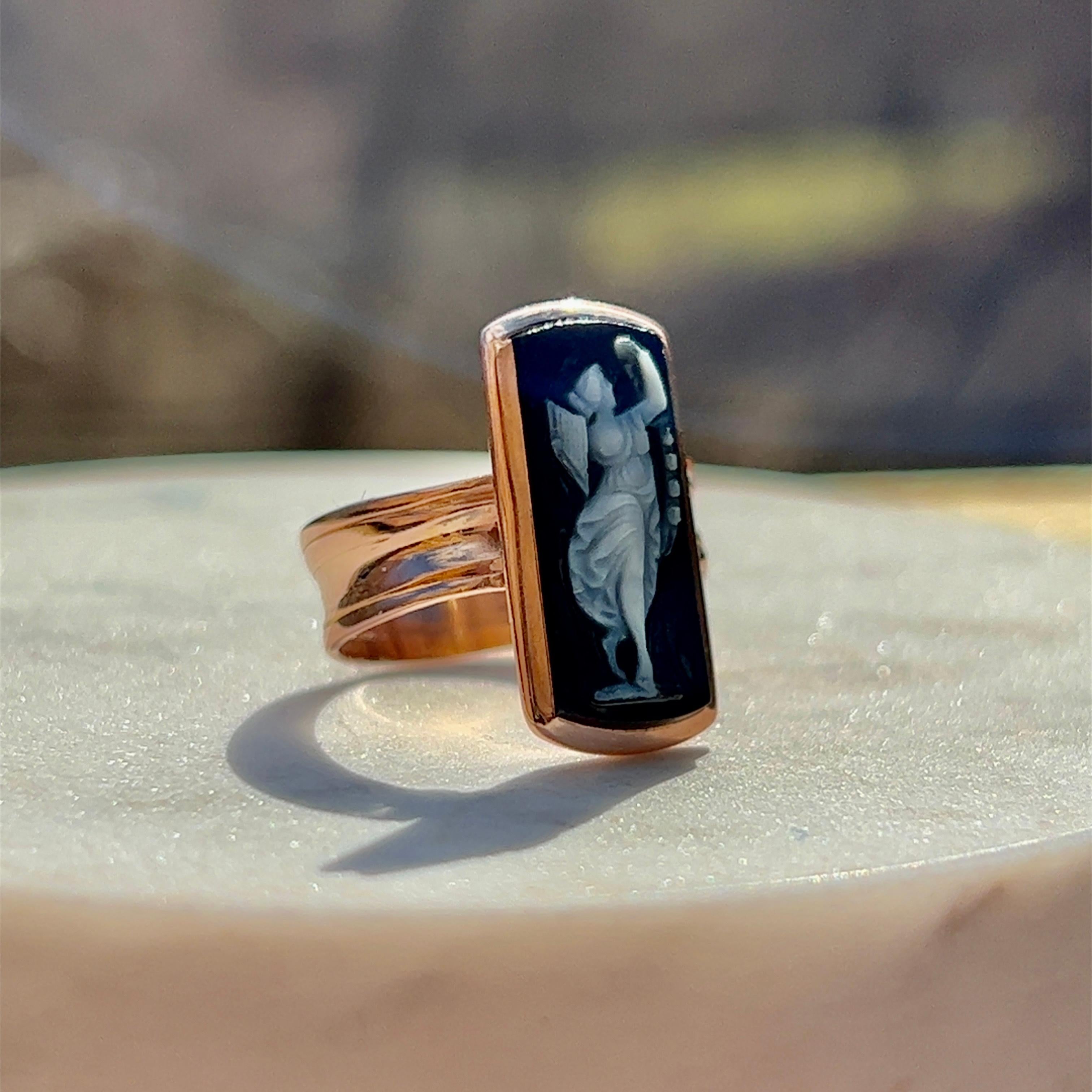 Victorian Black and White Cameo Ring in 14k Rose Gold 2