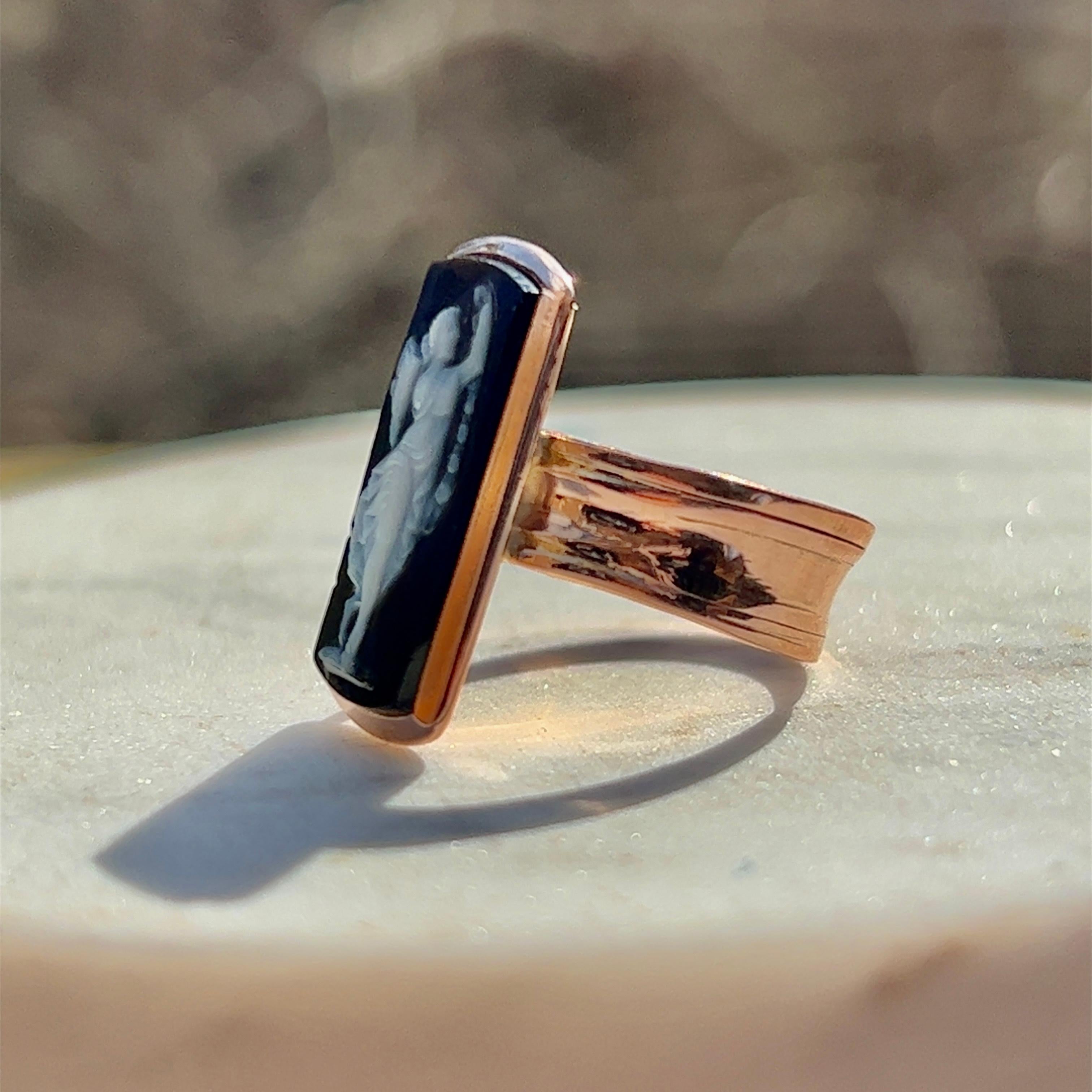 Victorian Black and White Cameo Ring in 14k Rose Gold 3