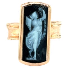 Victorian Black and White Cameo Ring in 14k Rose Gold