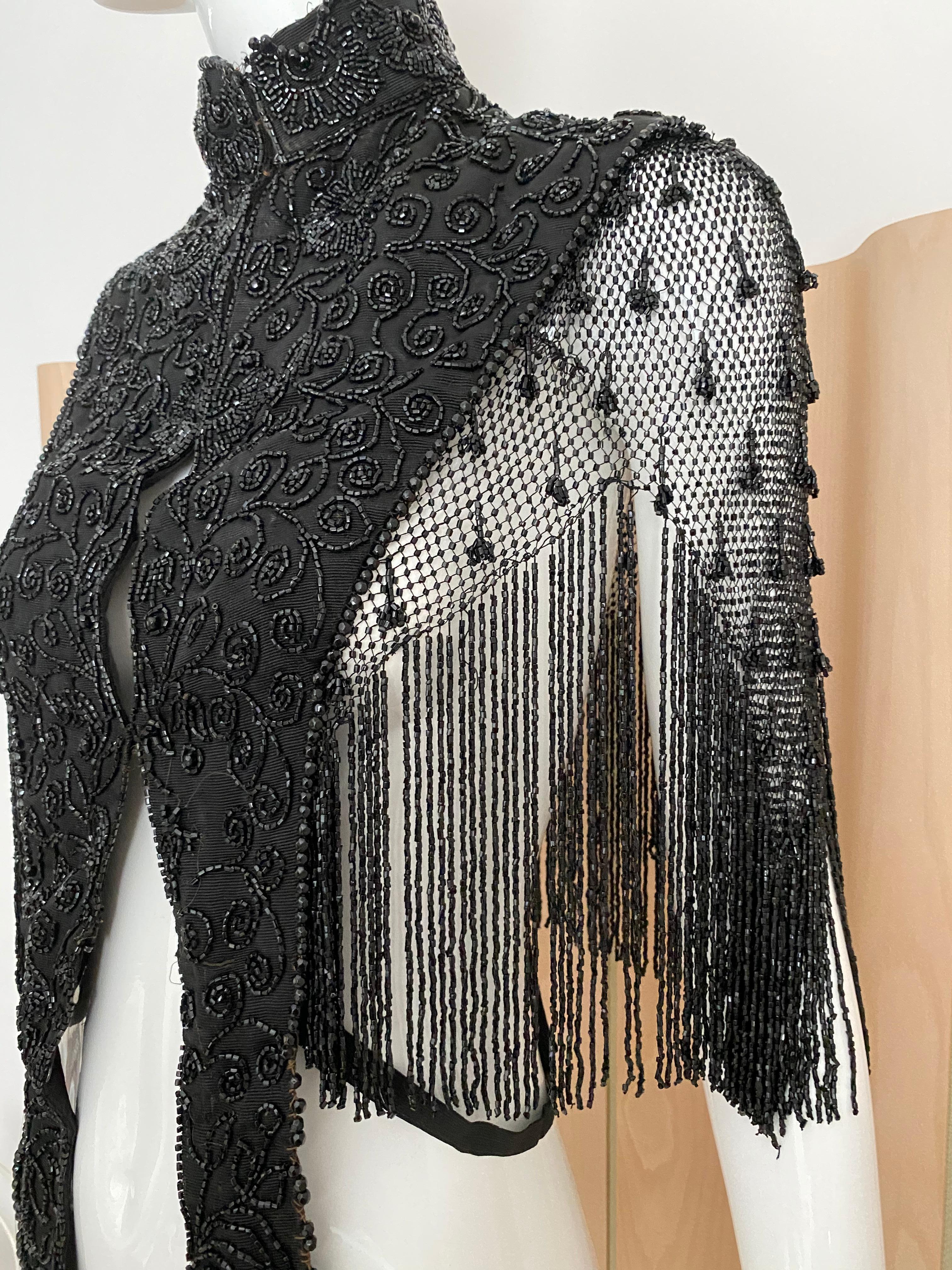 Women's Victorian Black Beaded Vest Top For Sale