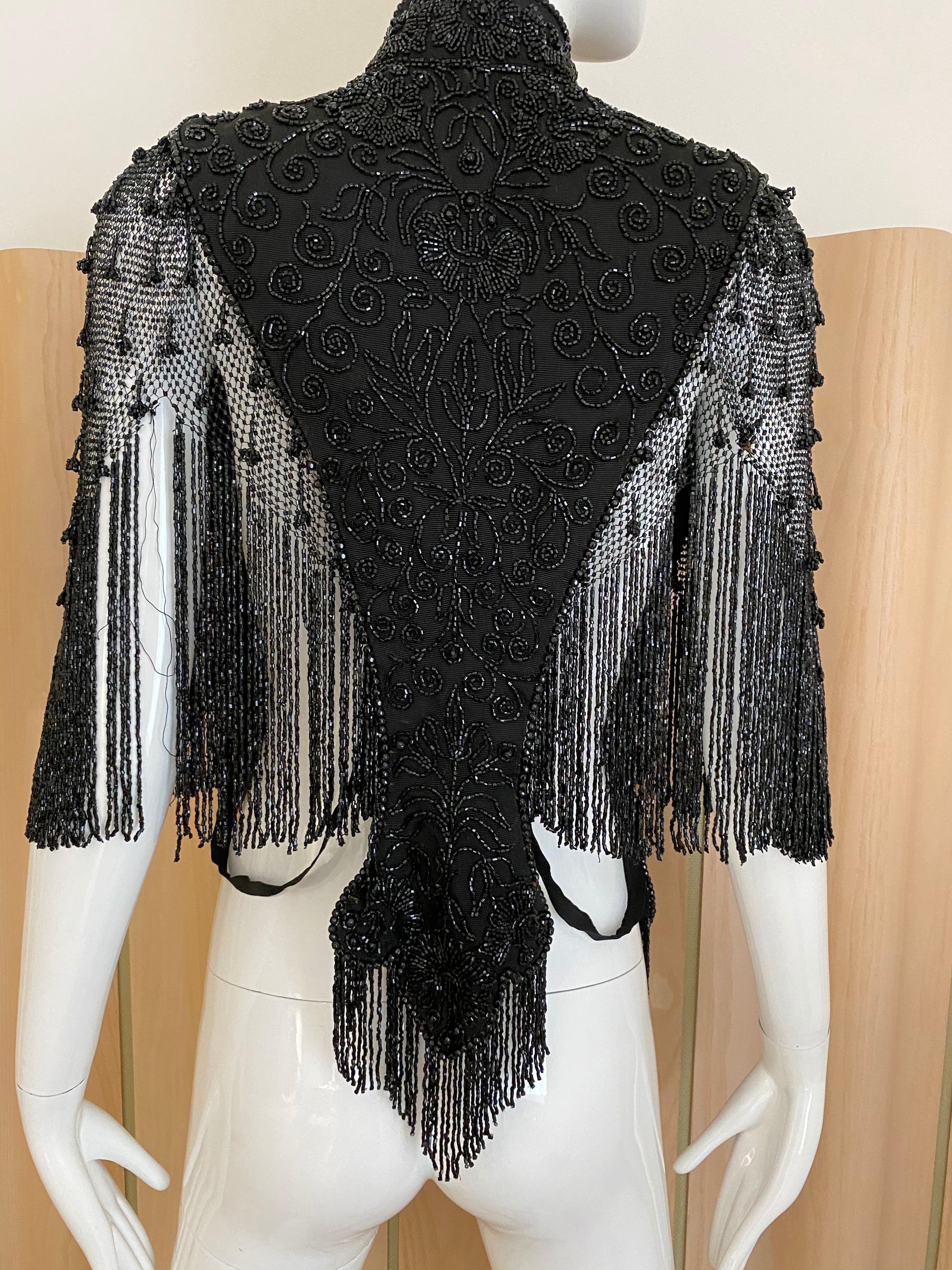 Victorian Black Beaded Vest Top For Sale 4