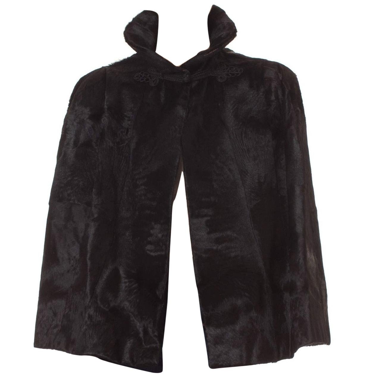 Victorian Black Broad Tail  Fur Cape For Sale