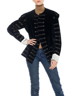Victorian Black Cotton & Silk Velvet Men's 16Th Century Style Doublet Jacket Wi