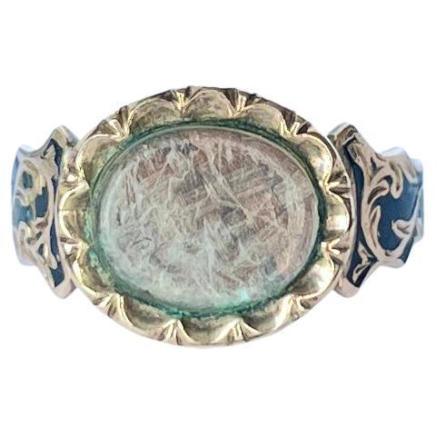 Victorian Black Enamel 9 Carat Gold Mourning Ring