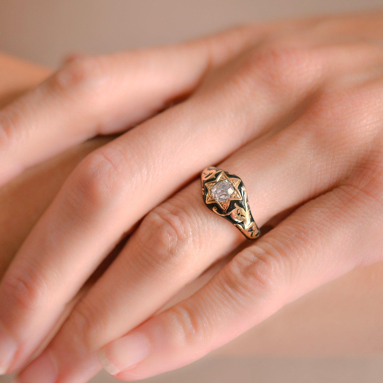 victorian black diamond engagement rings