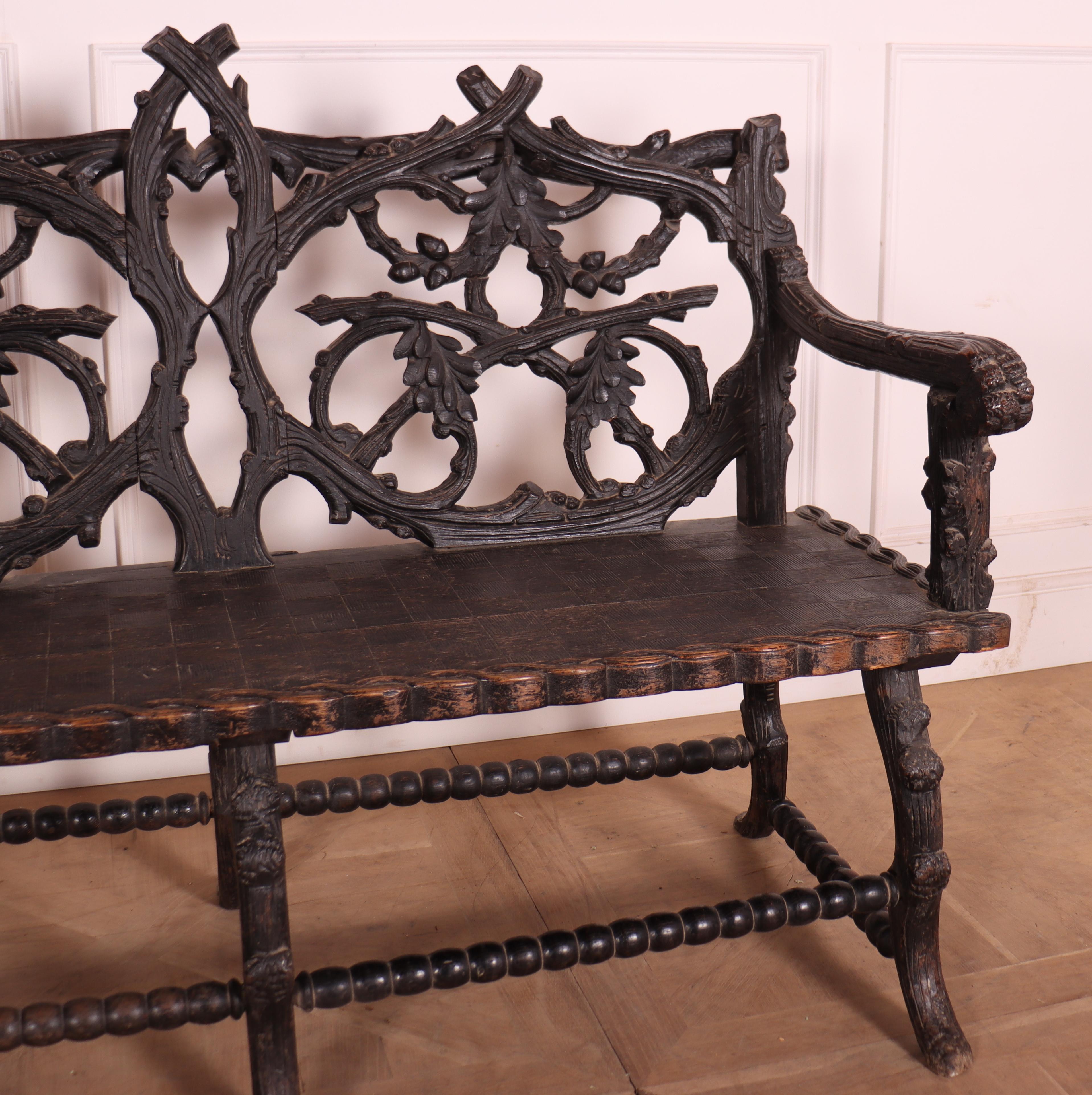 European Victorian Black Forest Bench For Sale