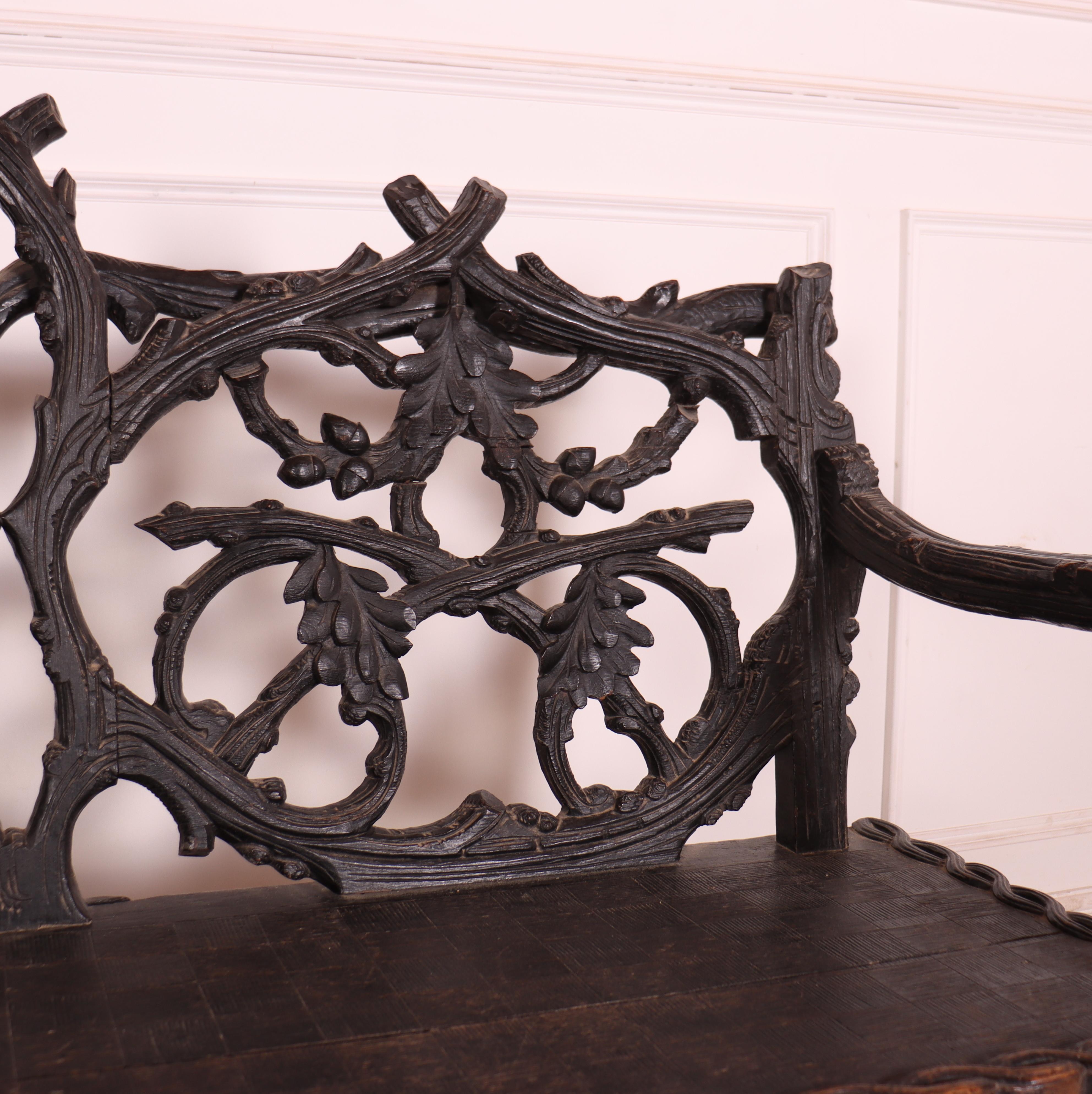 19th Century Victorian Black Forest Bench For Sale