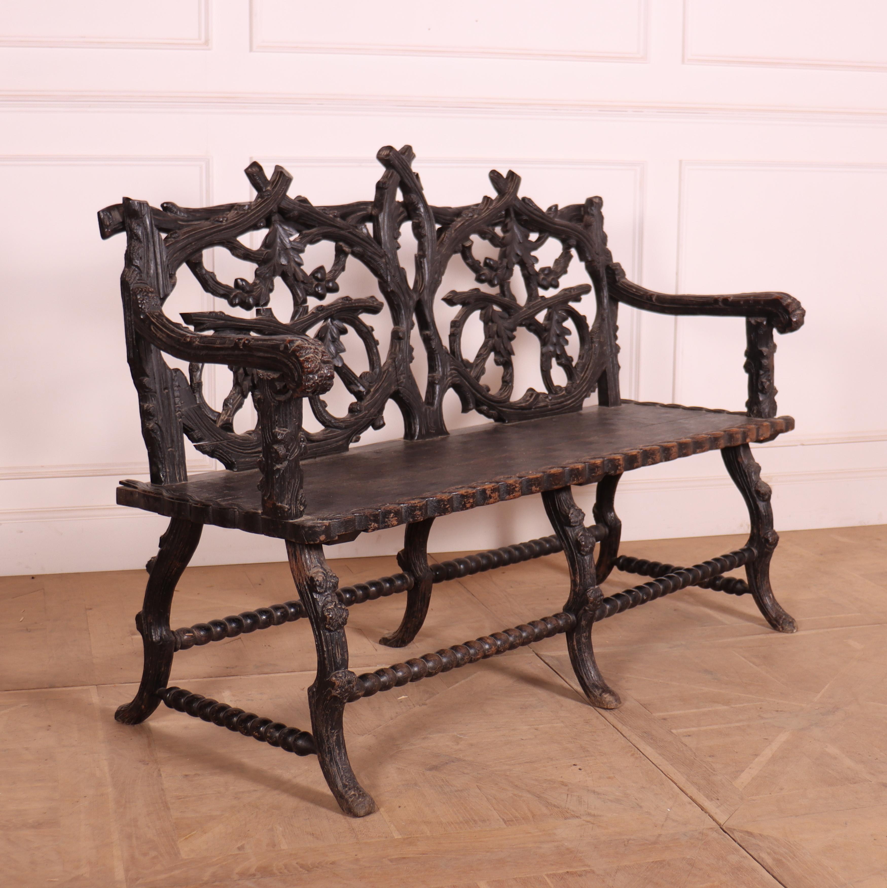 Wood Victorian Black Forest Bench For Sale