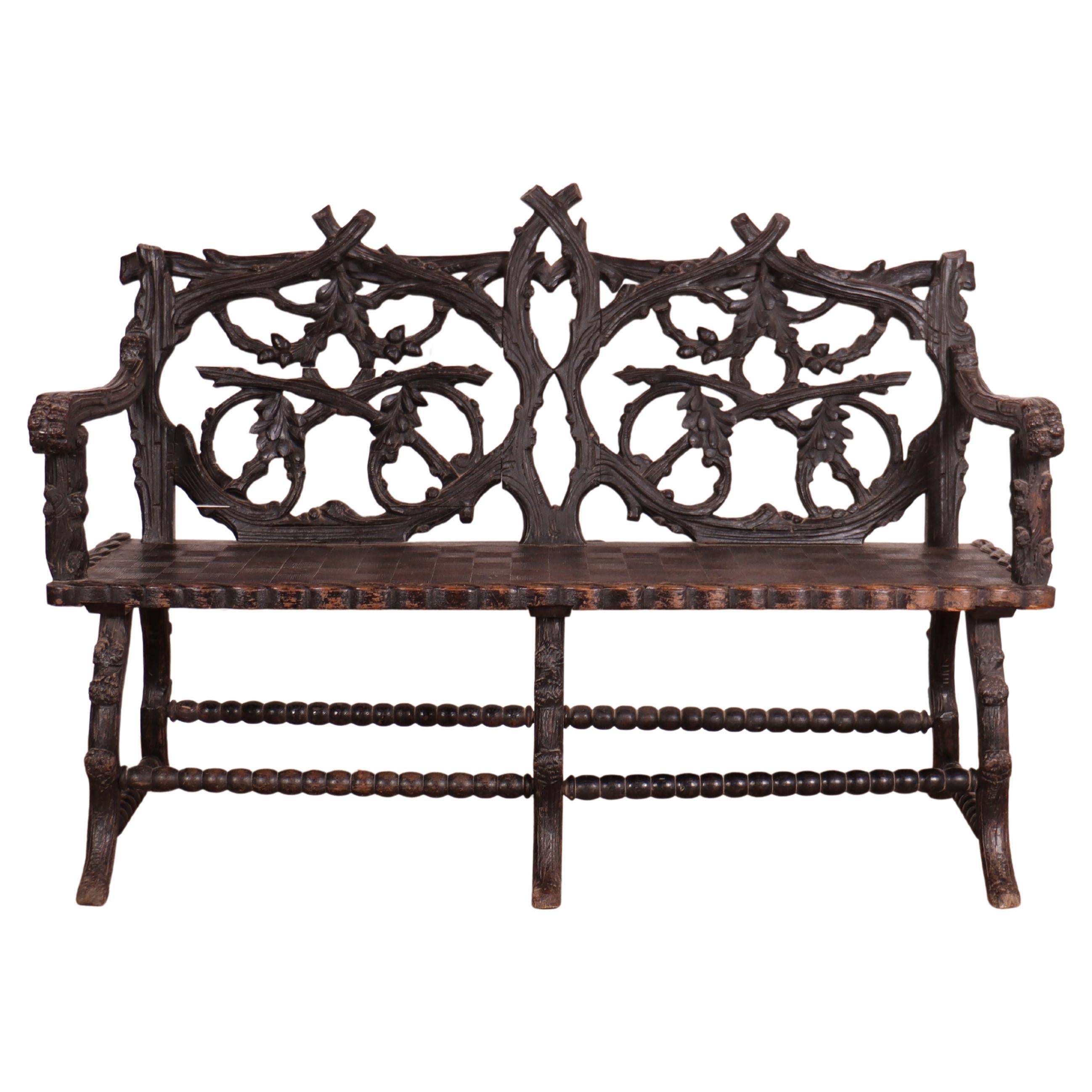 Victorian Black Forest Bench For Sale