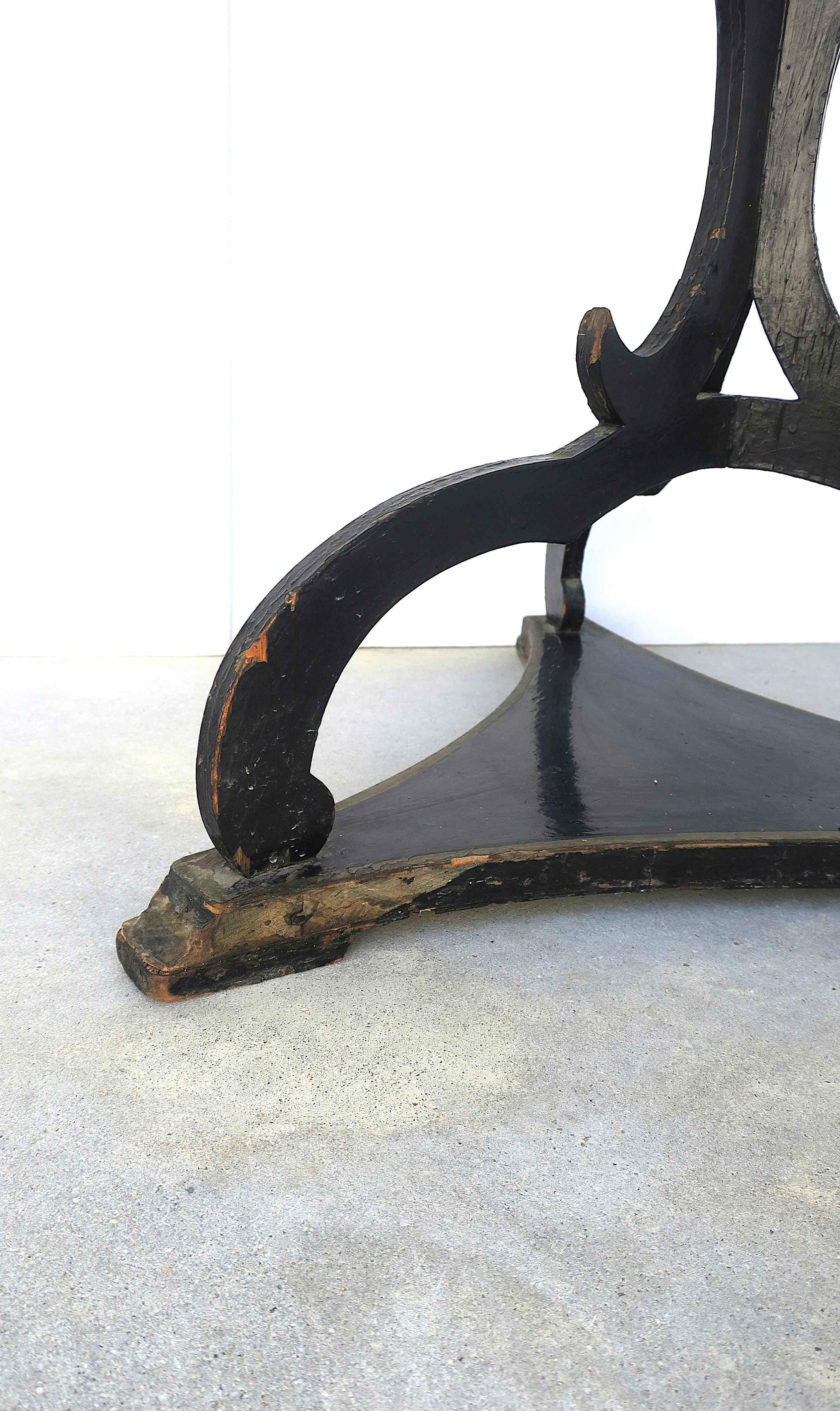 Victorian Black Lacquer Column Pedestal Plant Stand, Tall For Sale 6