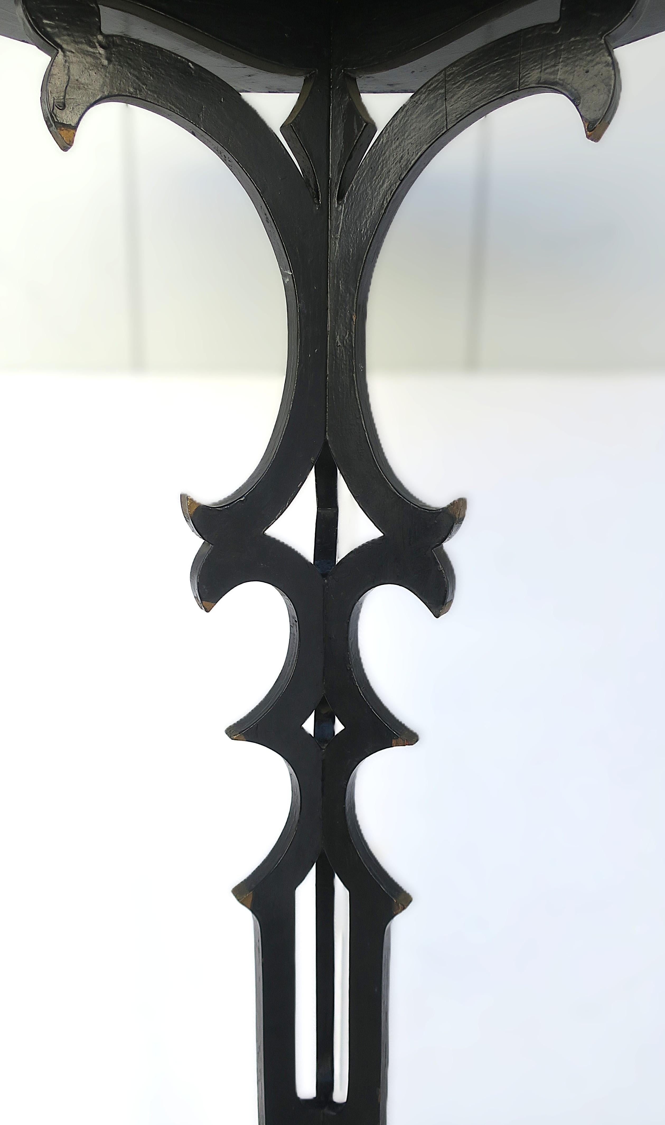 Victorian Black Lacquer Column Pedestal Plant Stand, Tall For Sale 2