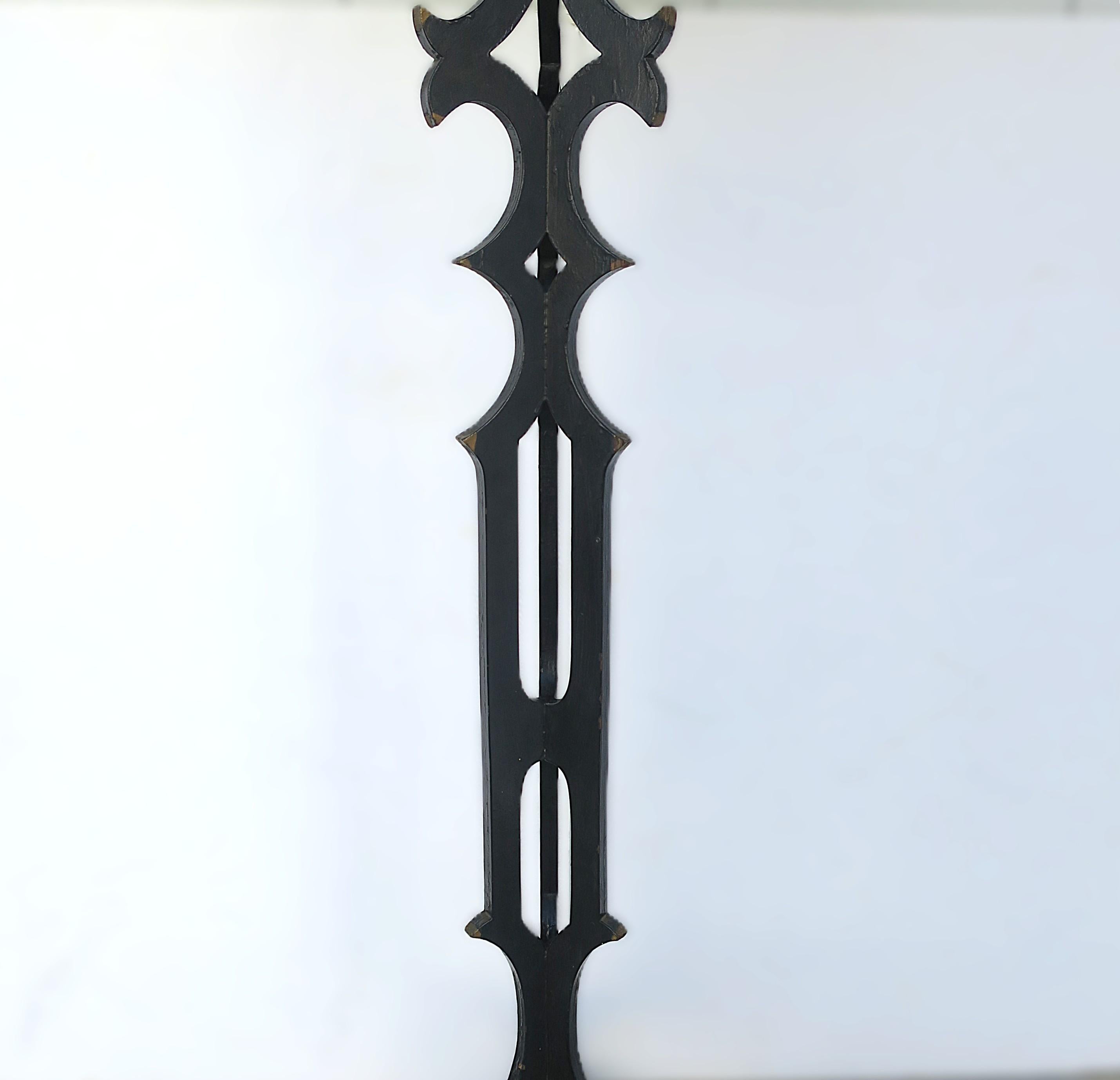 Victorian Black Lacquer Column Pedestal Plant Stand, Tall For Sale 3