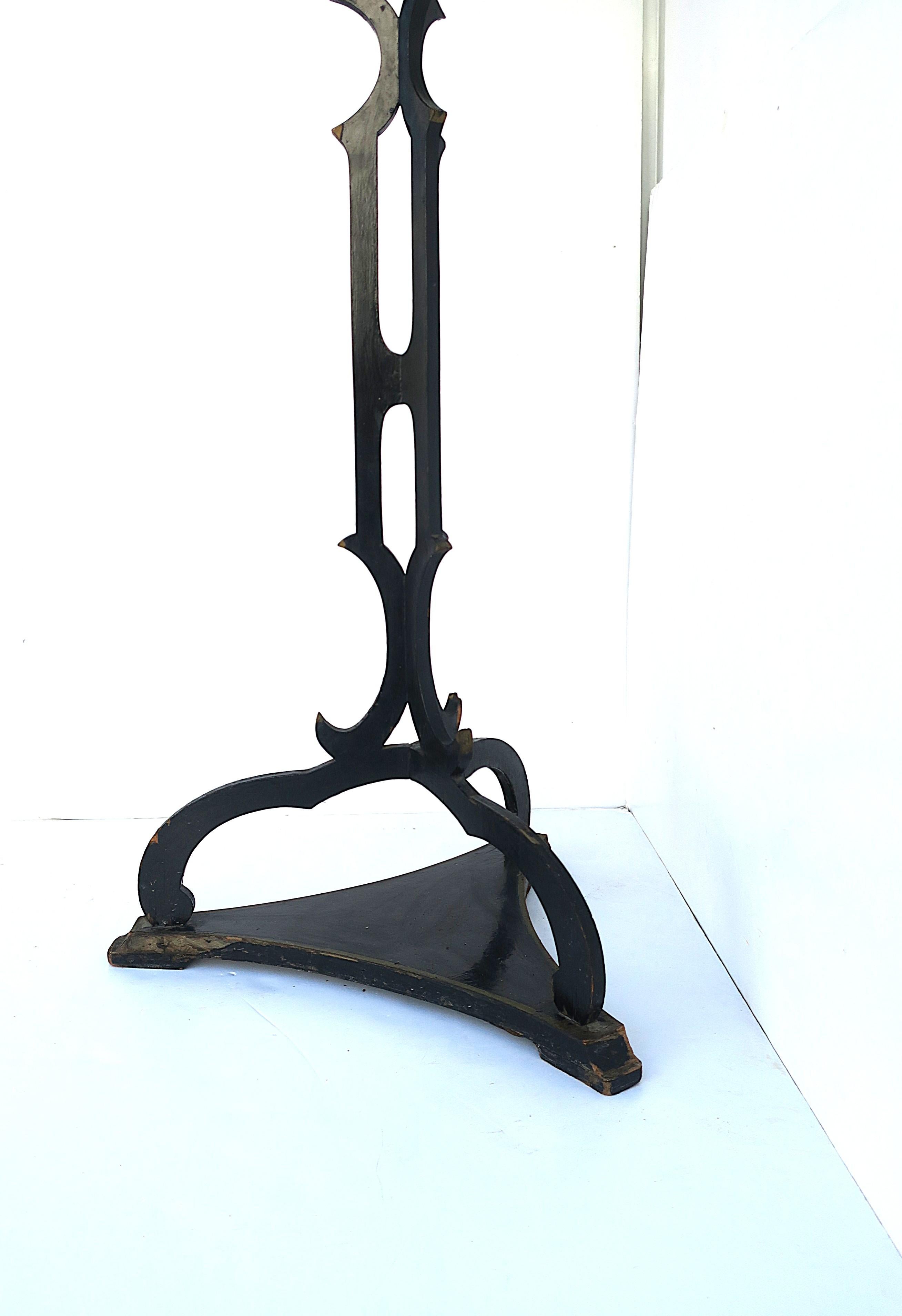 Victorian Black Lacquer Column Pedestal Plant Stand, Tall For Sale 5
