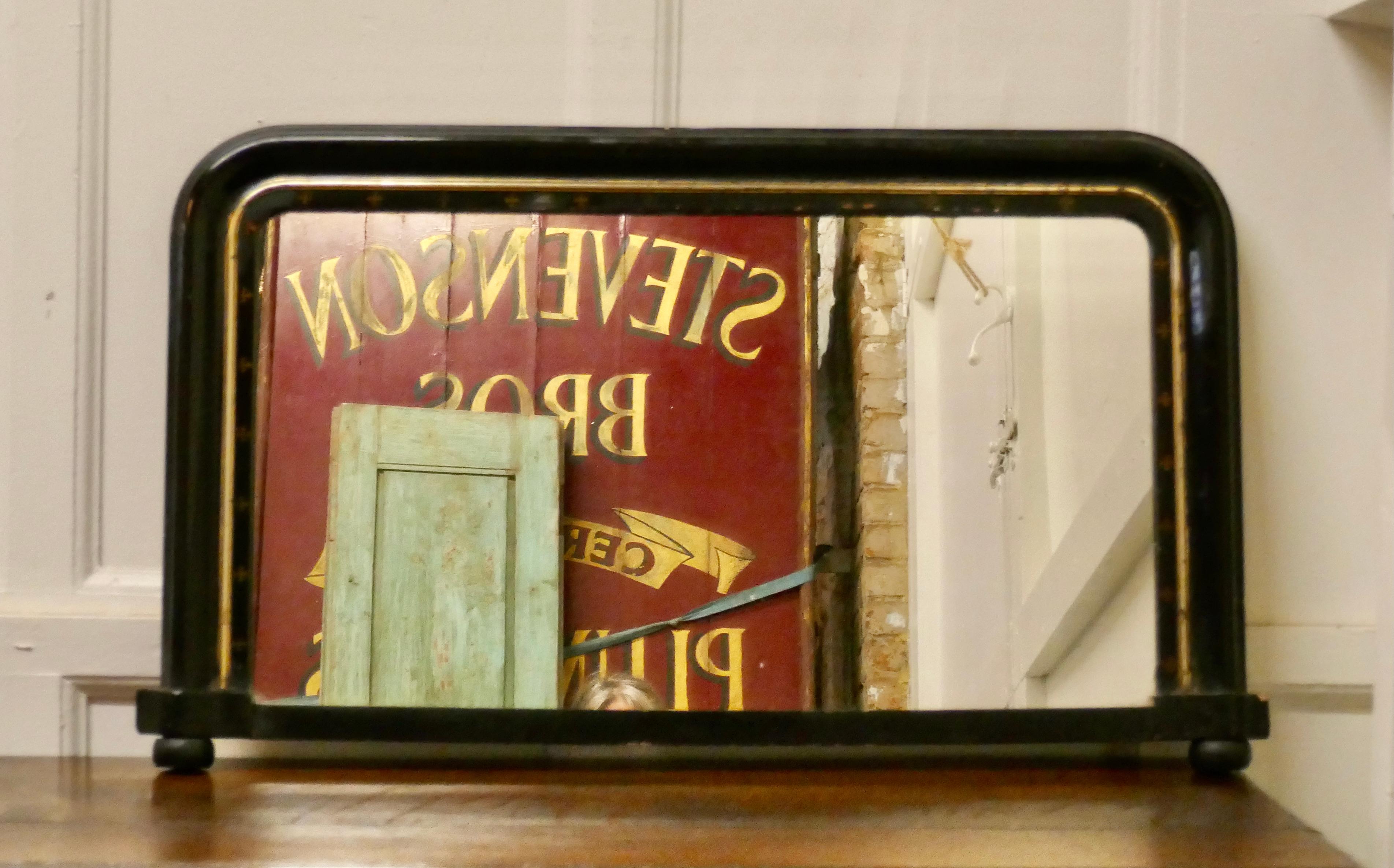 Viktorianischer viktorianischer Over-Mantel-Spiegel mit schwarzem Lack im Zustand „Gut“ im Angebot in Chillerton, Isle of Wight