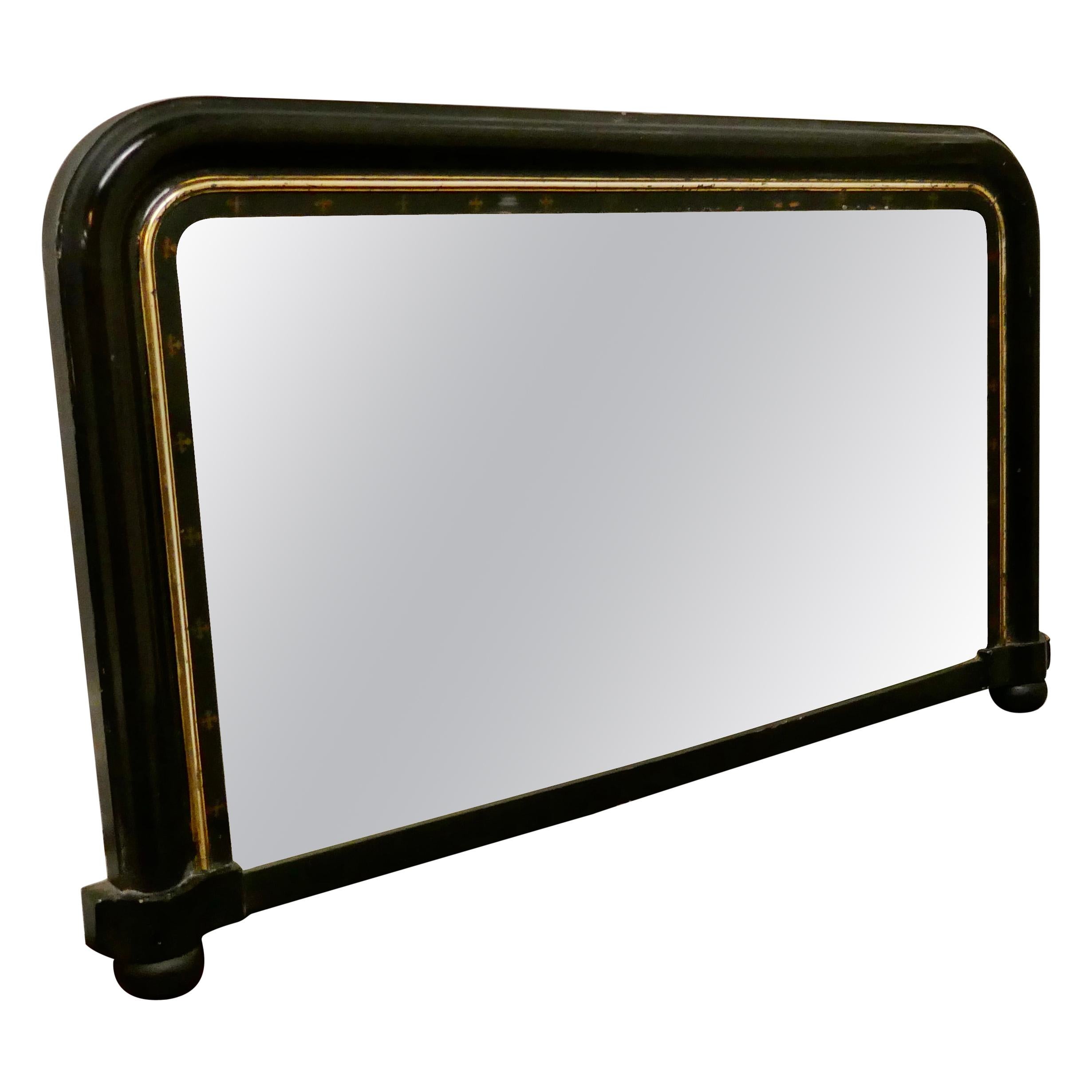 Viktorianischer viktorianischer Over-Mantel-Spiegel mit schwarzem Lack