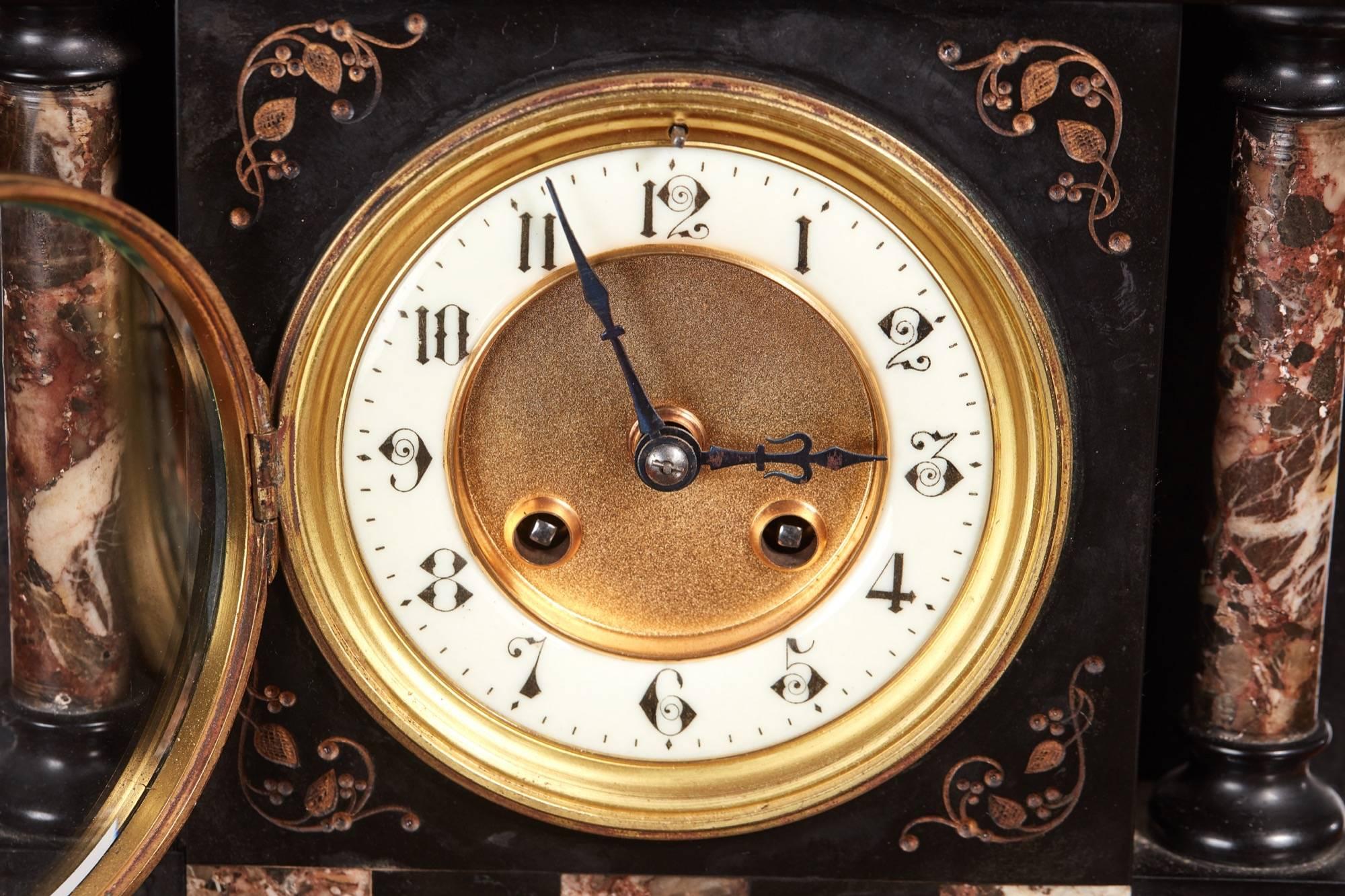 Victorian Black Marble Mantel Clock 1