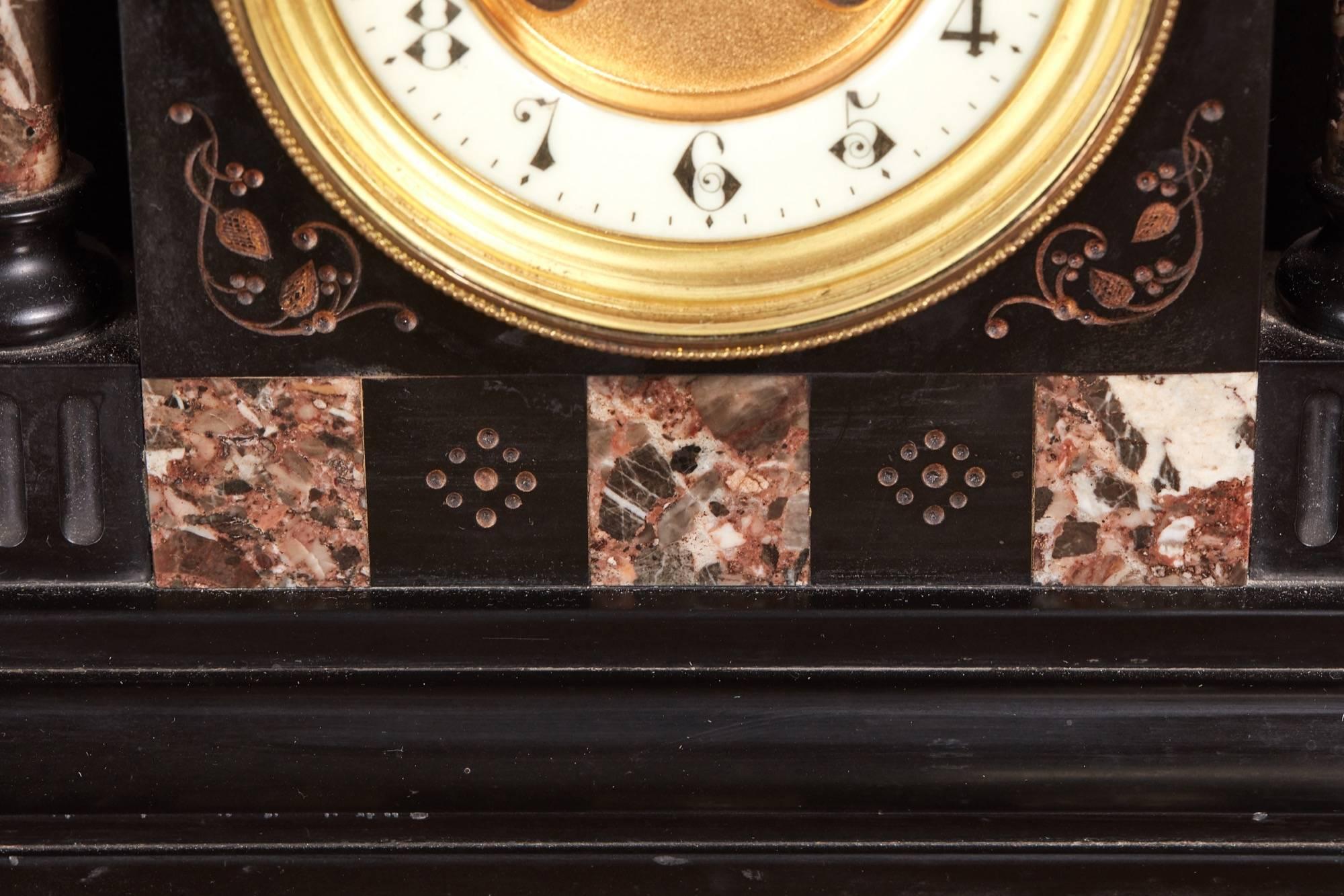 Victorian Black Marble Mantel Clock 2