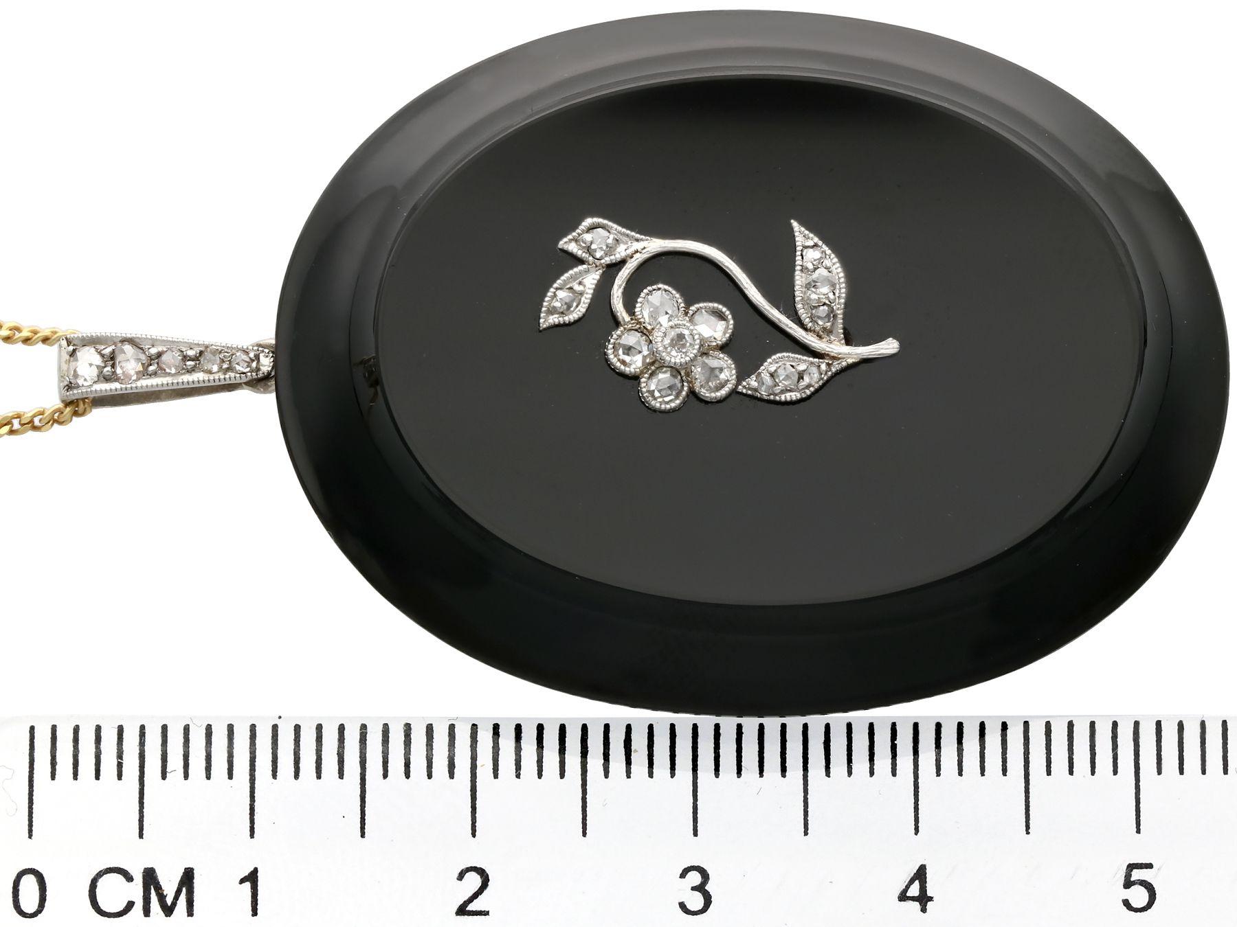 Round Cut Antique Victorian Black Onyx and Diamond Locket
