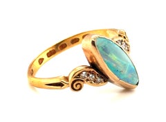 Victorian Black Opal Diamond Cocktail Ring 22K Antique Original 1874 London