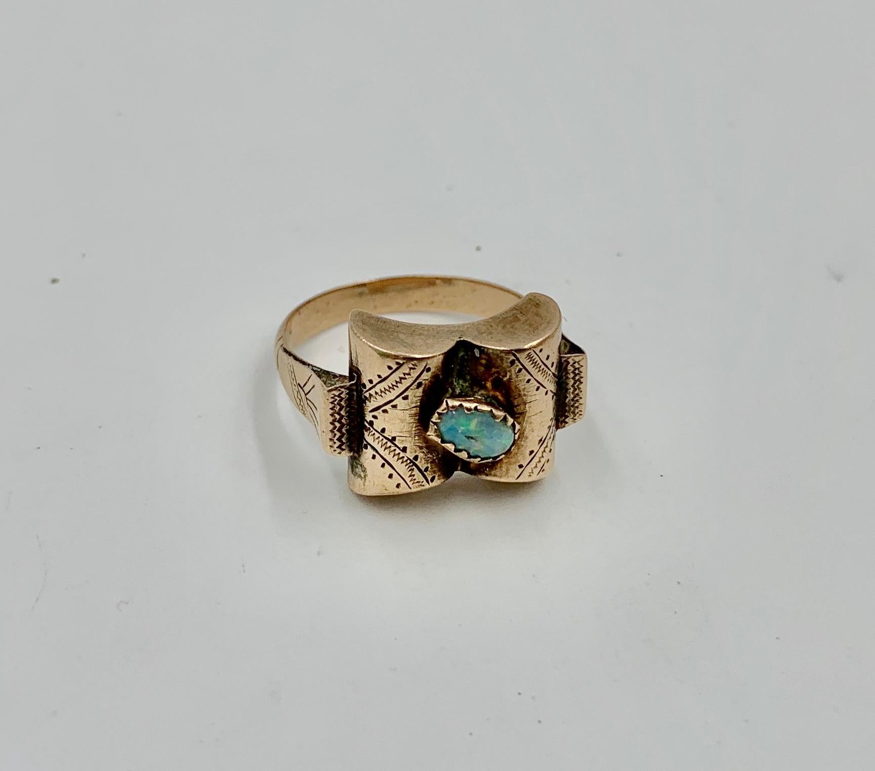 Victorian Black Opal Ring Rose Gold Antique For Sale 1