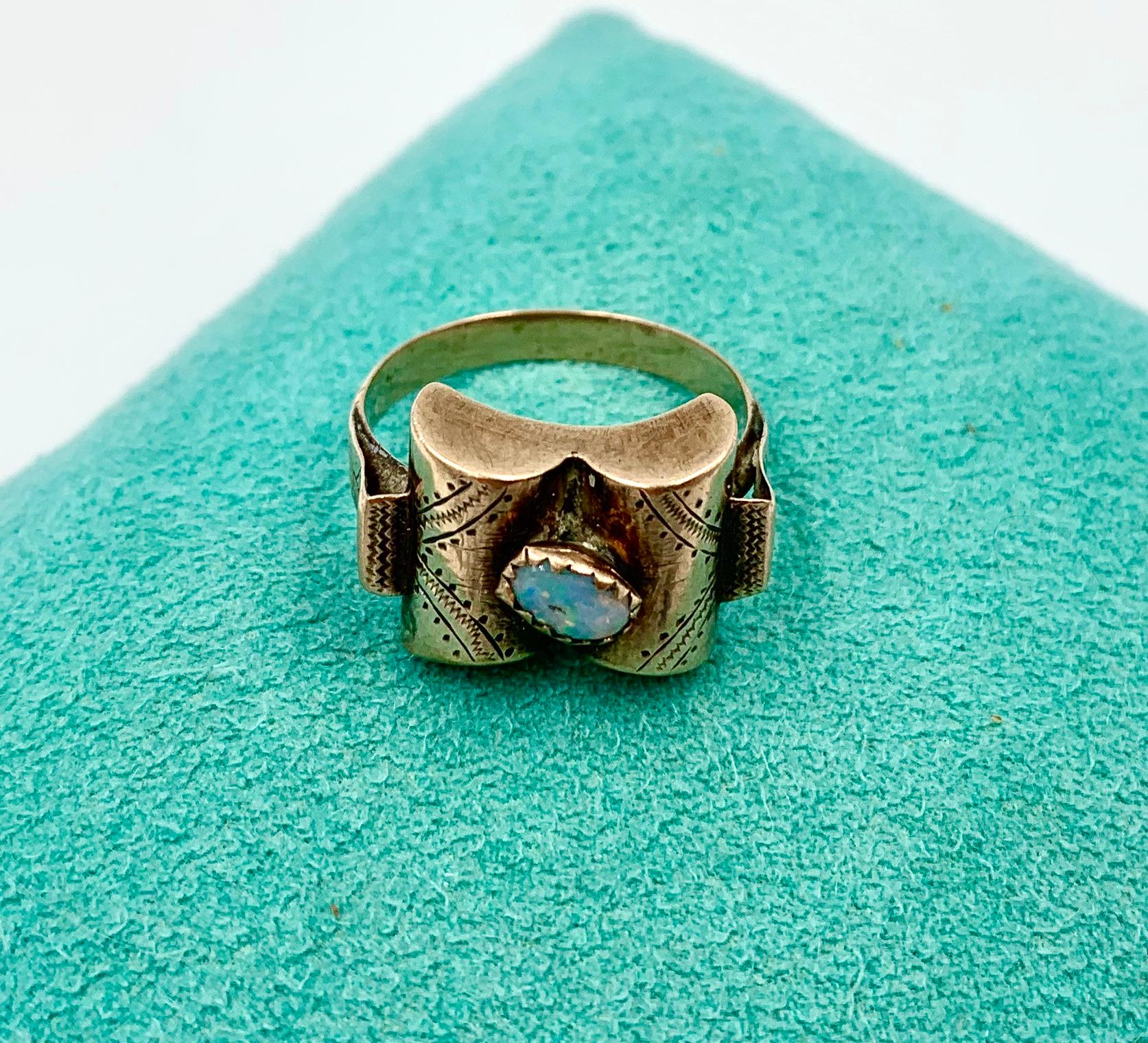 Victorian Black Opal Ring Rose Gold Antique For Sale 2