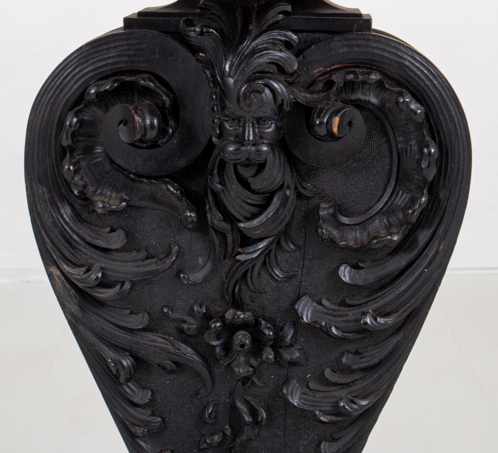 Hand-Carved Victorian Black Painted Small Hall Console
