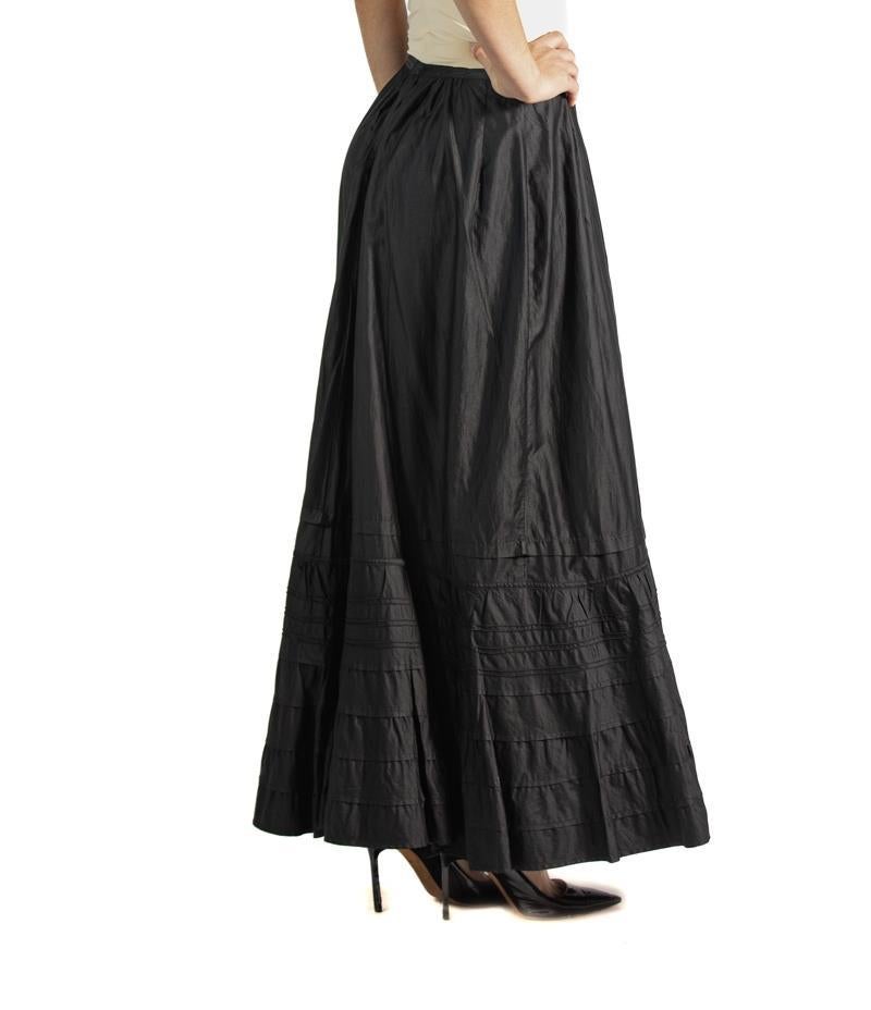 Victorian Black Silk & Cotton Sateen Skirt In Excellent Condition For Sale In New York, NY