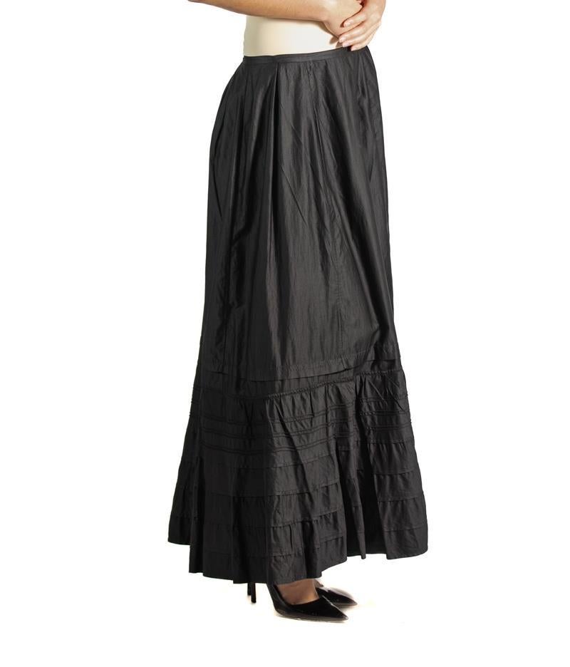 Women's Victorian Black Silk & Cotton Sateen Skirt For Sale